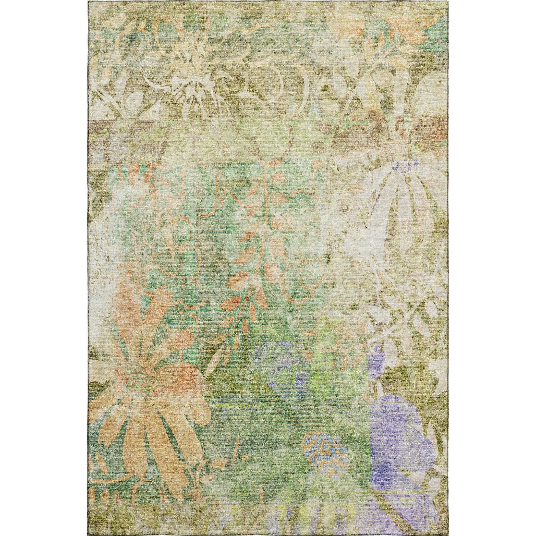 Lisbon Machine Washable Transitional Green Rug 2'6" x 3'10" #shape_Rectangle
