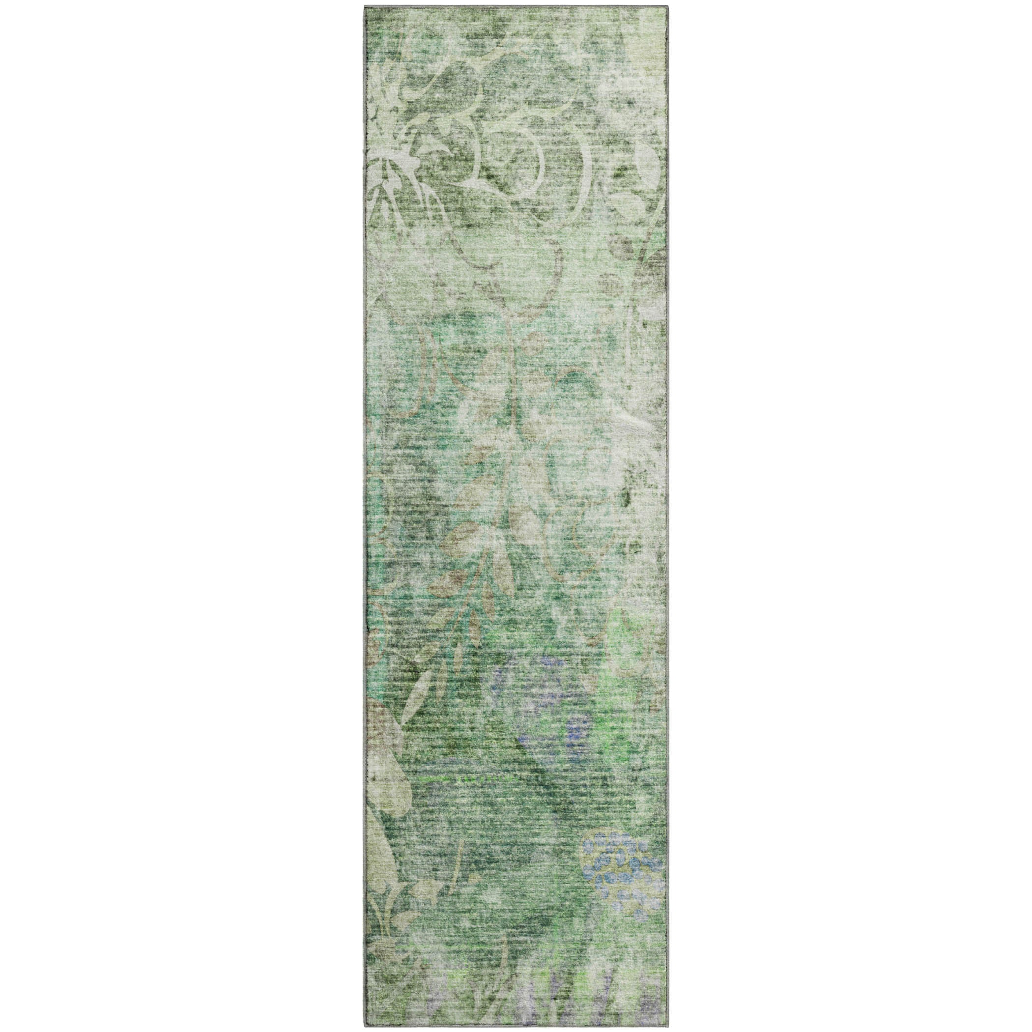 Lisbon Machine Washable Transitional Teal Rug 2'3" x 7'6" #shape_Runner