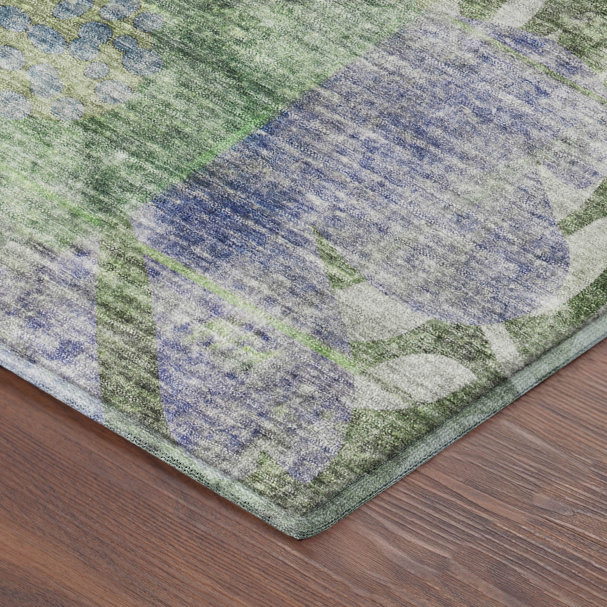 Lisbon Machine Washable Transitional Teal Rug 1'8" x 2'6" #shape_Rectangle