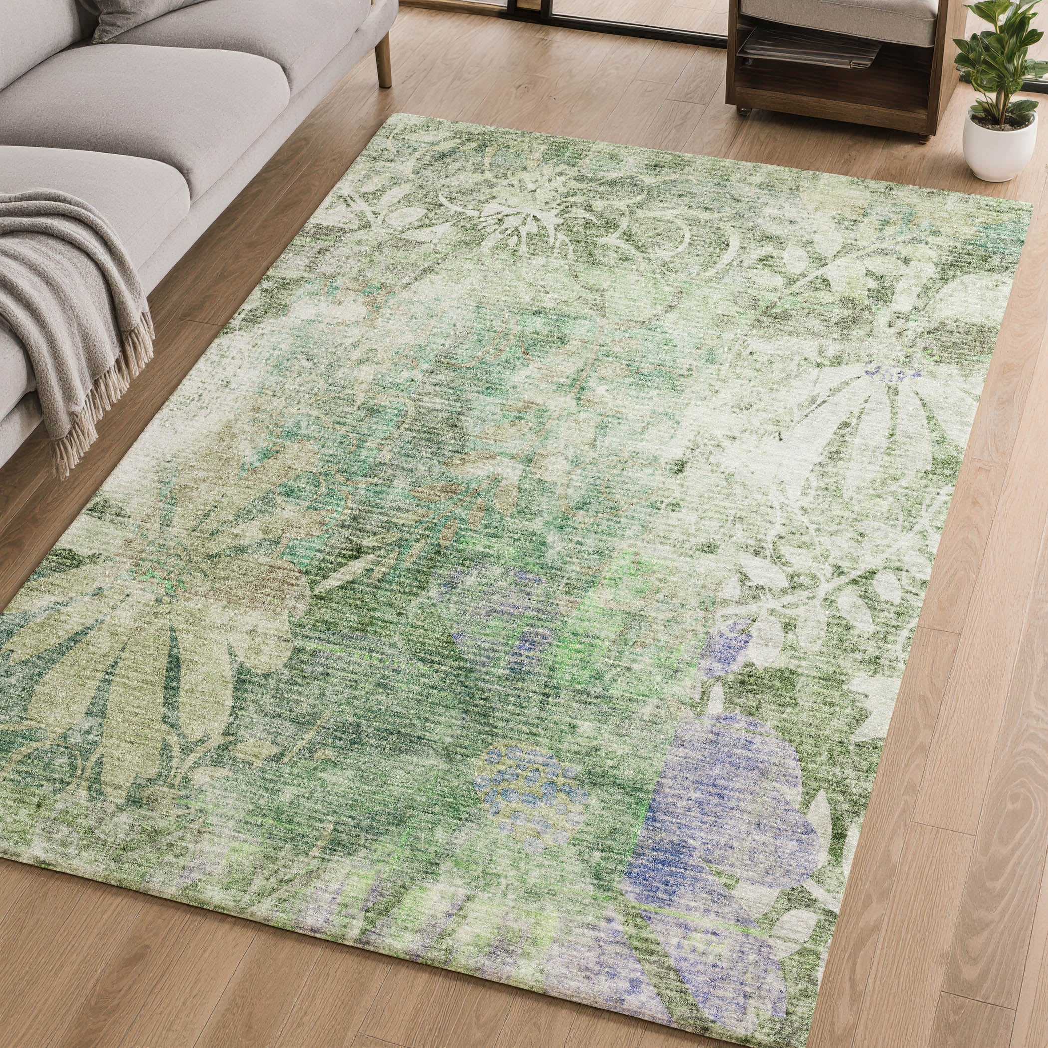 Lisbon Machine Washable Transitional Teal Rug 2'6" x 3'10" #shape_Rectangle