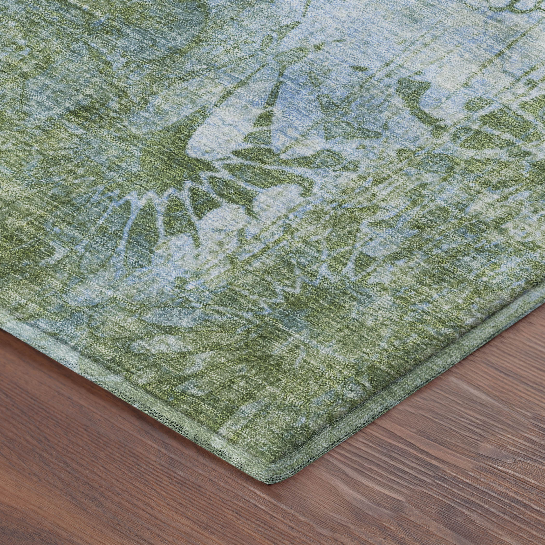 Hoi An Machine Washable Transitional Aloe Green Rug 1'8" x 2'6" #shape_Rectangle