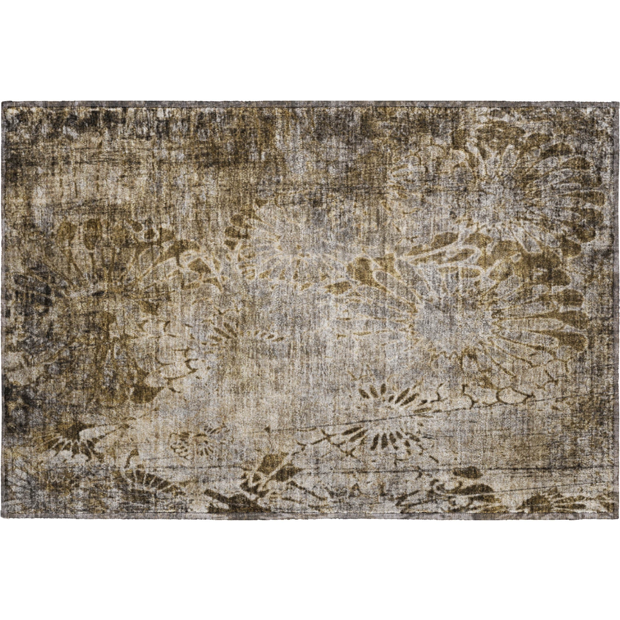 Hoi An Machine Washable Transitional Brown Rug 1'8" x 2'6" #shape_Rectangle