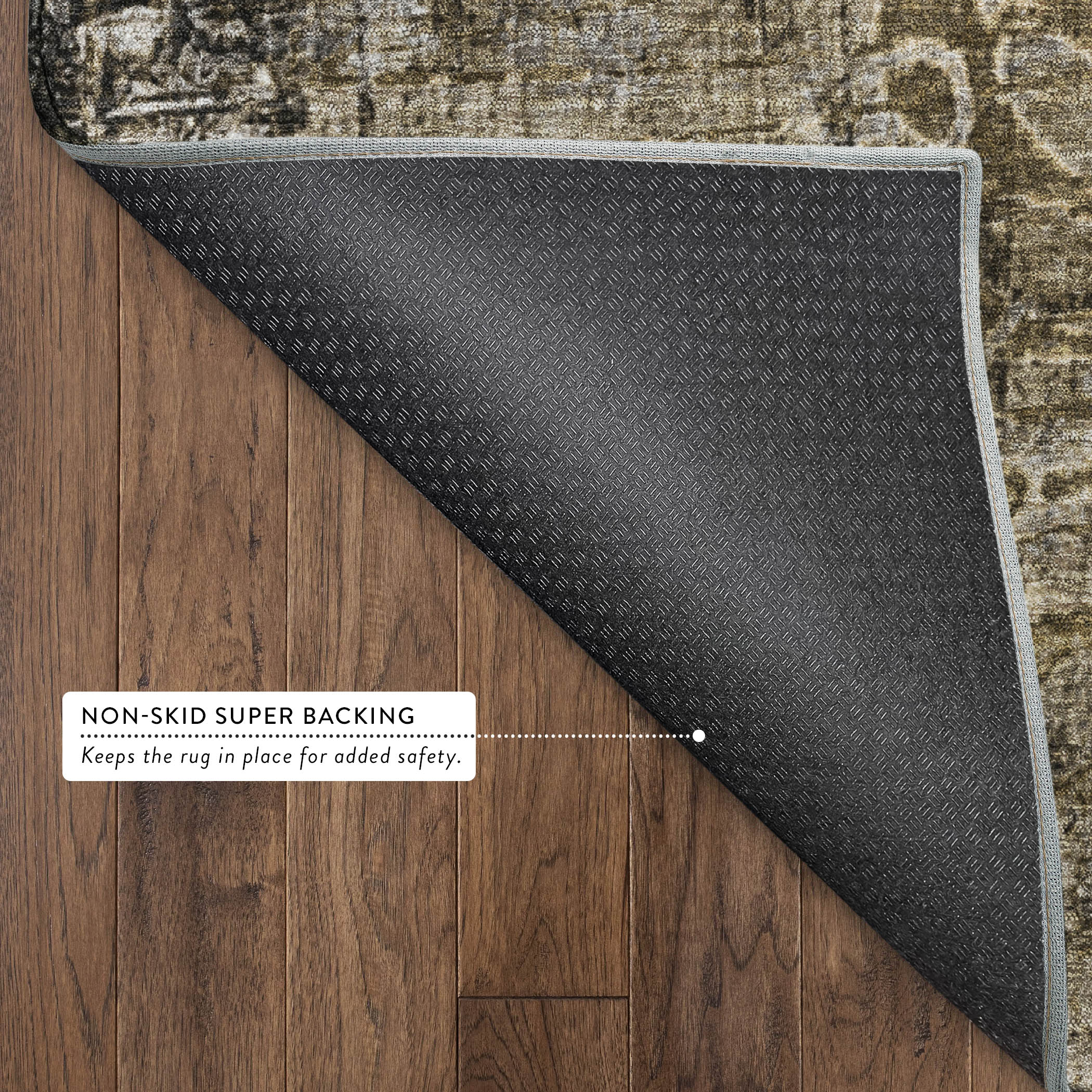 Hoi An Machine Washable Transitional Brown Rug 1'8" x 2'6" #shape_Rectangle