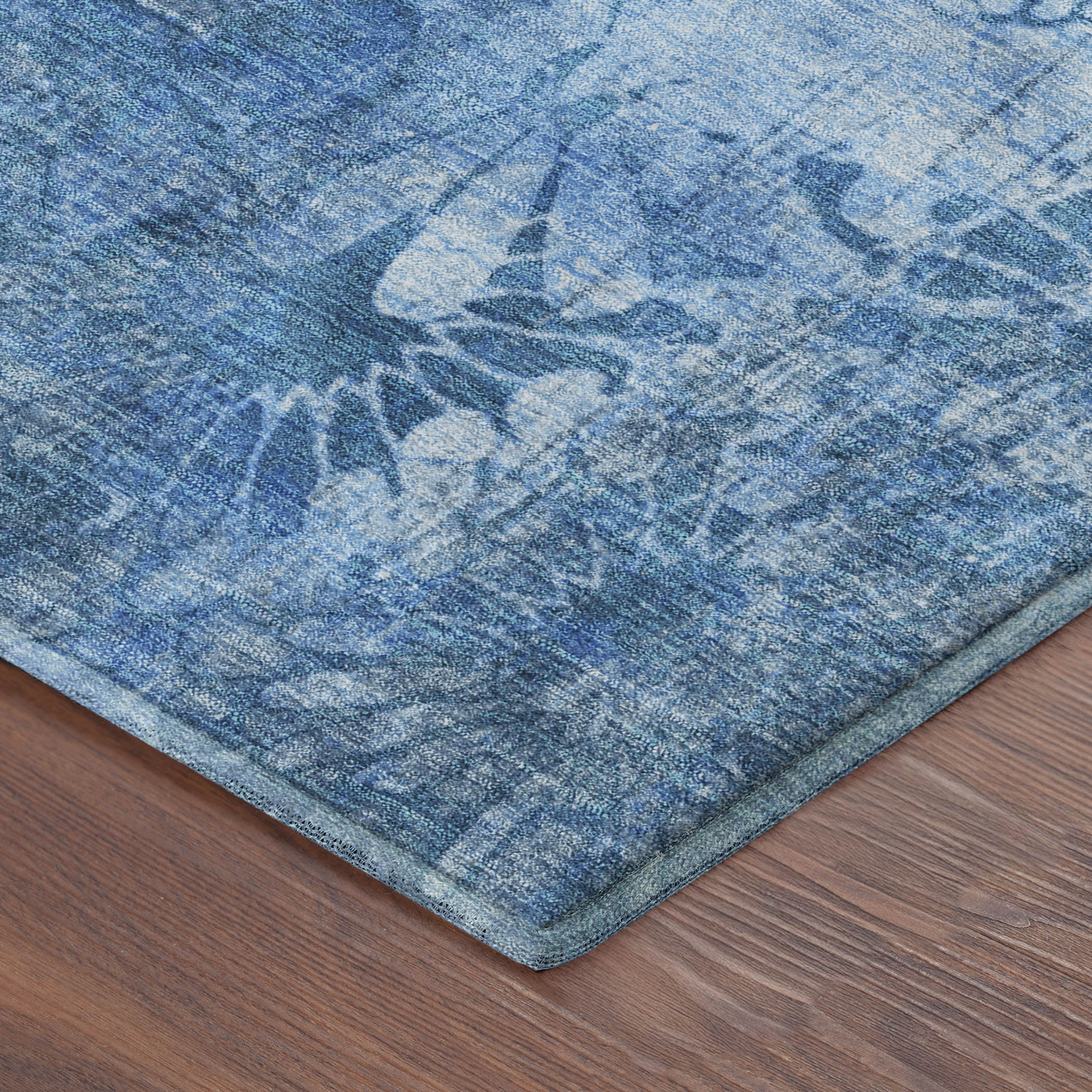 Hoi An Machine Washable Transitional Denim Blue Rug 1'8" x 2'6" #shape_Rectangle