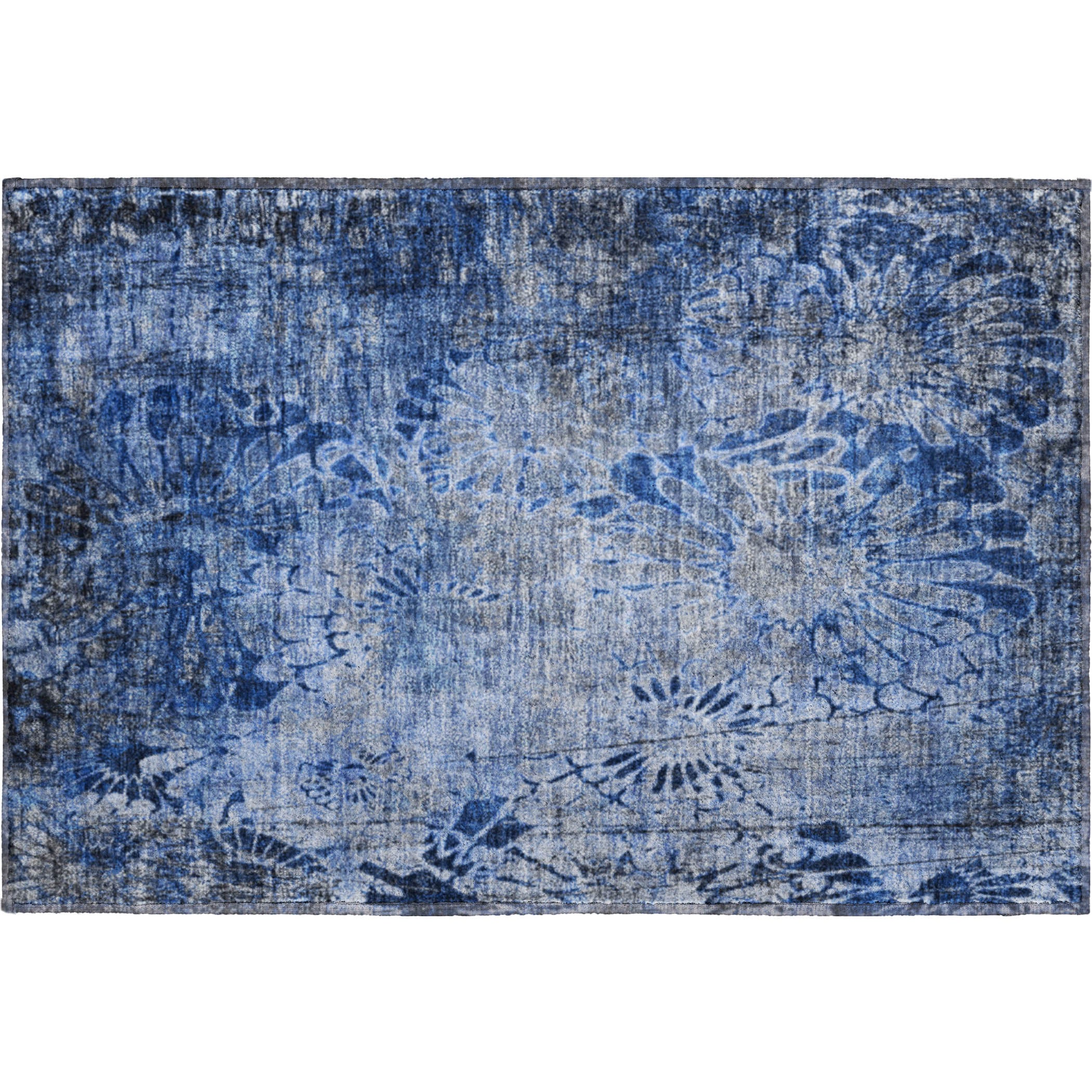 Hoi An Machine Washable Transitional Navy Blue Rug 1'8" x 2'6" #shape_Rectangle