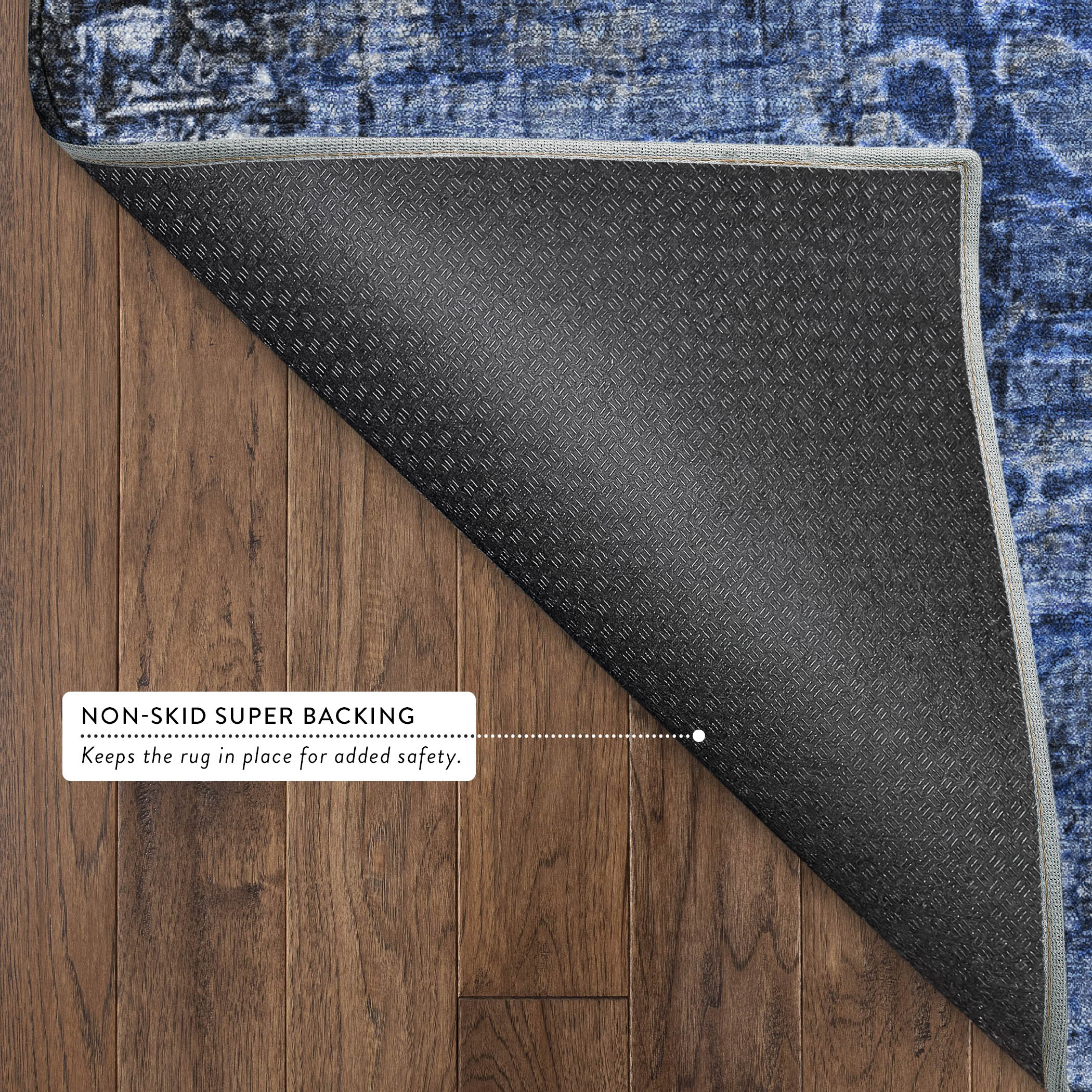 Hoi An Machine Washable Transitional Navy Blue Rug 1'8" x 2'6" #shape_Rectangle