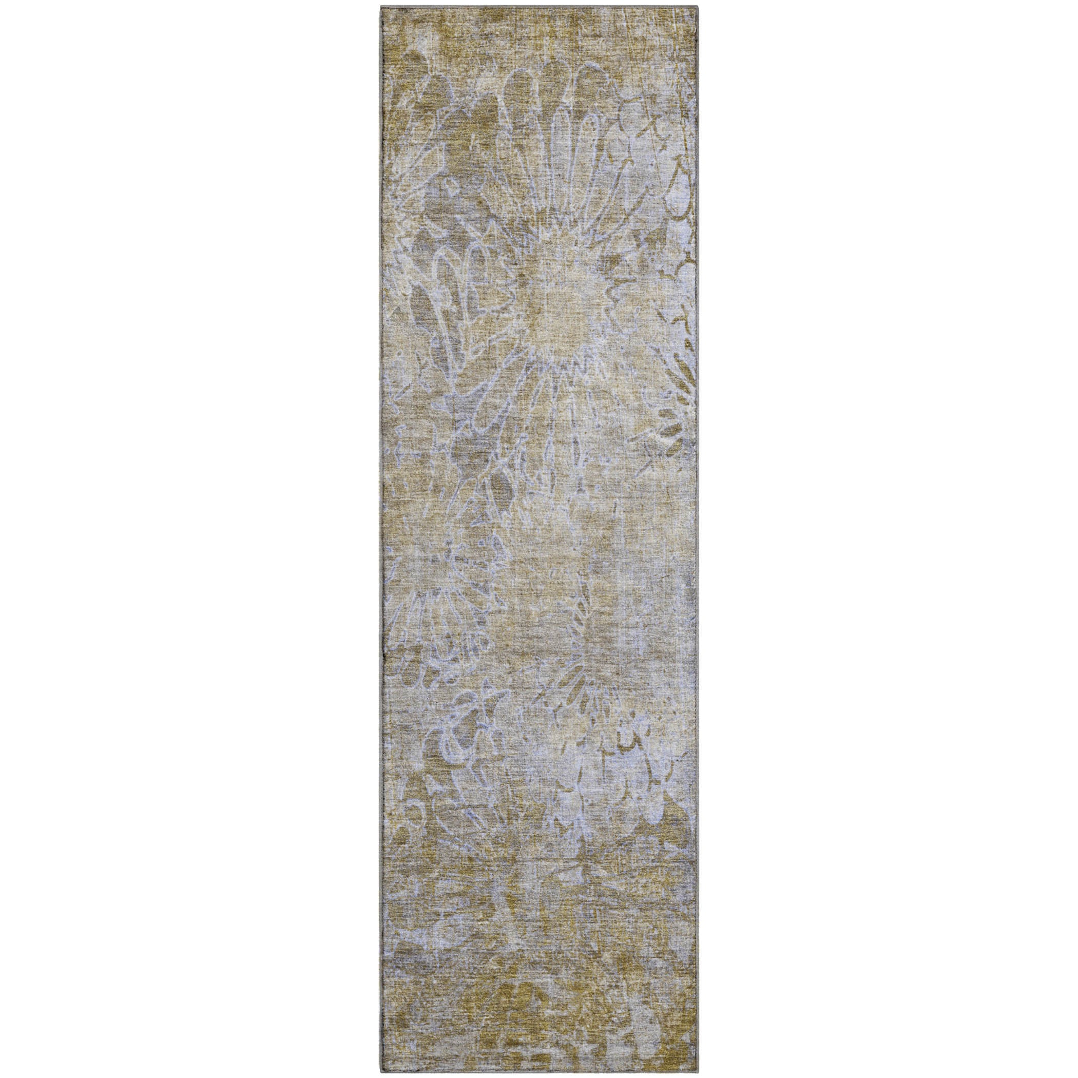 Hoi An Machine Washable Transitional Wheat Gold Rug 2'3" x 7'6" #shape_Runner