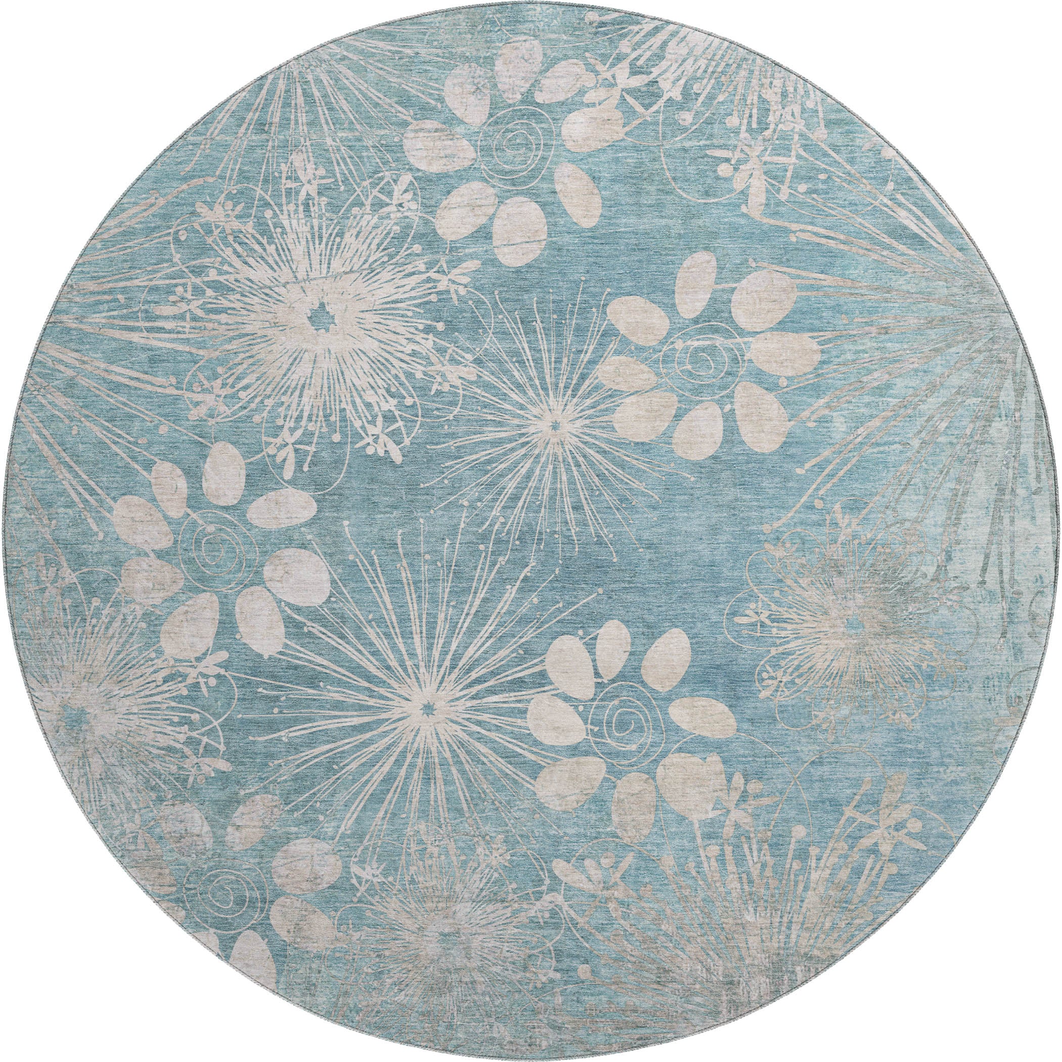 Tallinn Machine Washable Transitional Blue Rug 8' x 8' #shape_Round
