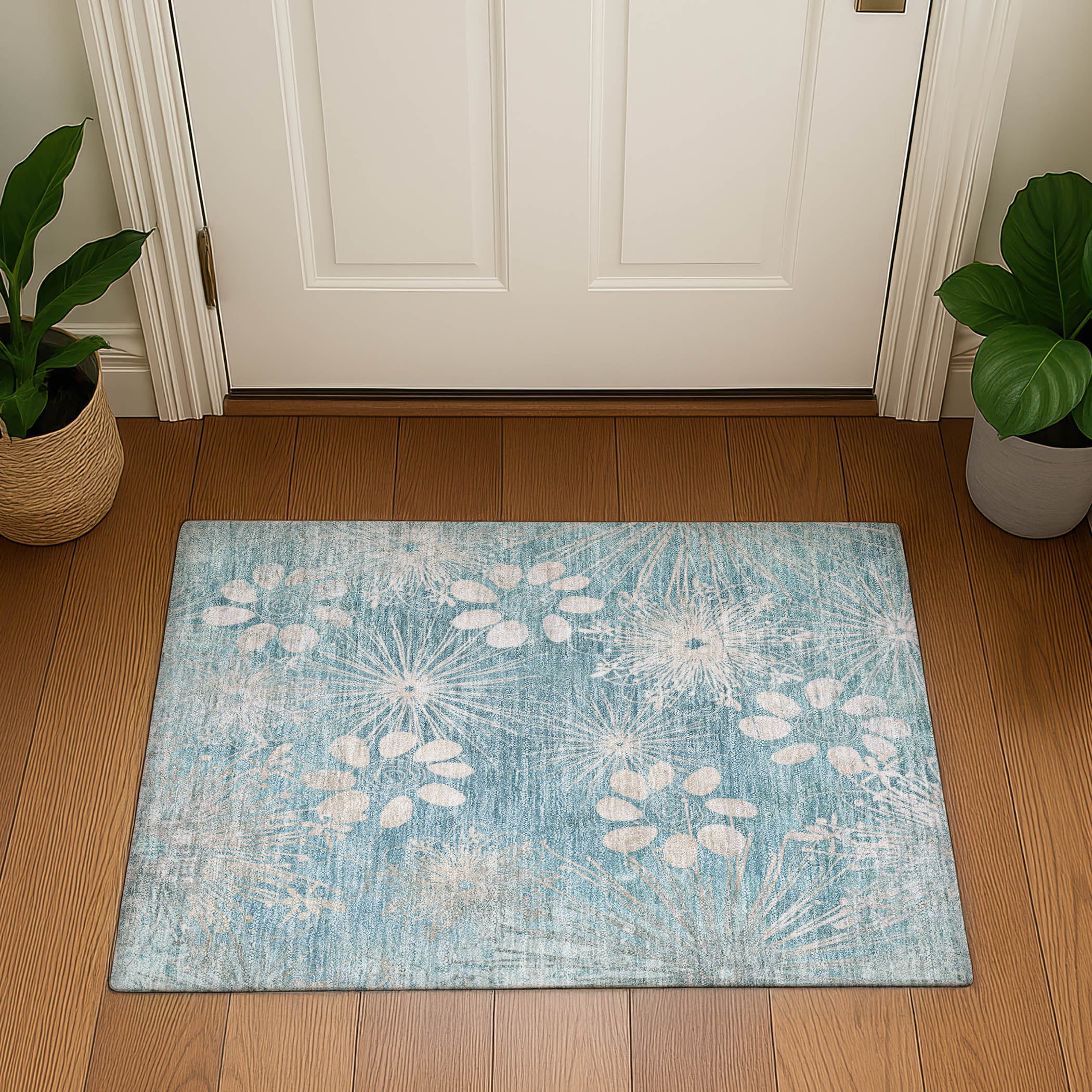 Tallinn Machine Washable Transitional Blue Rug 1'8" x 2'6" #shape_Rectangle