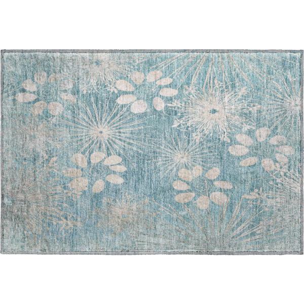 Tallinn Machine Washable Transitional Blue Rug 1'8" x 2'6"
