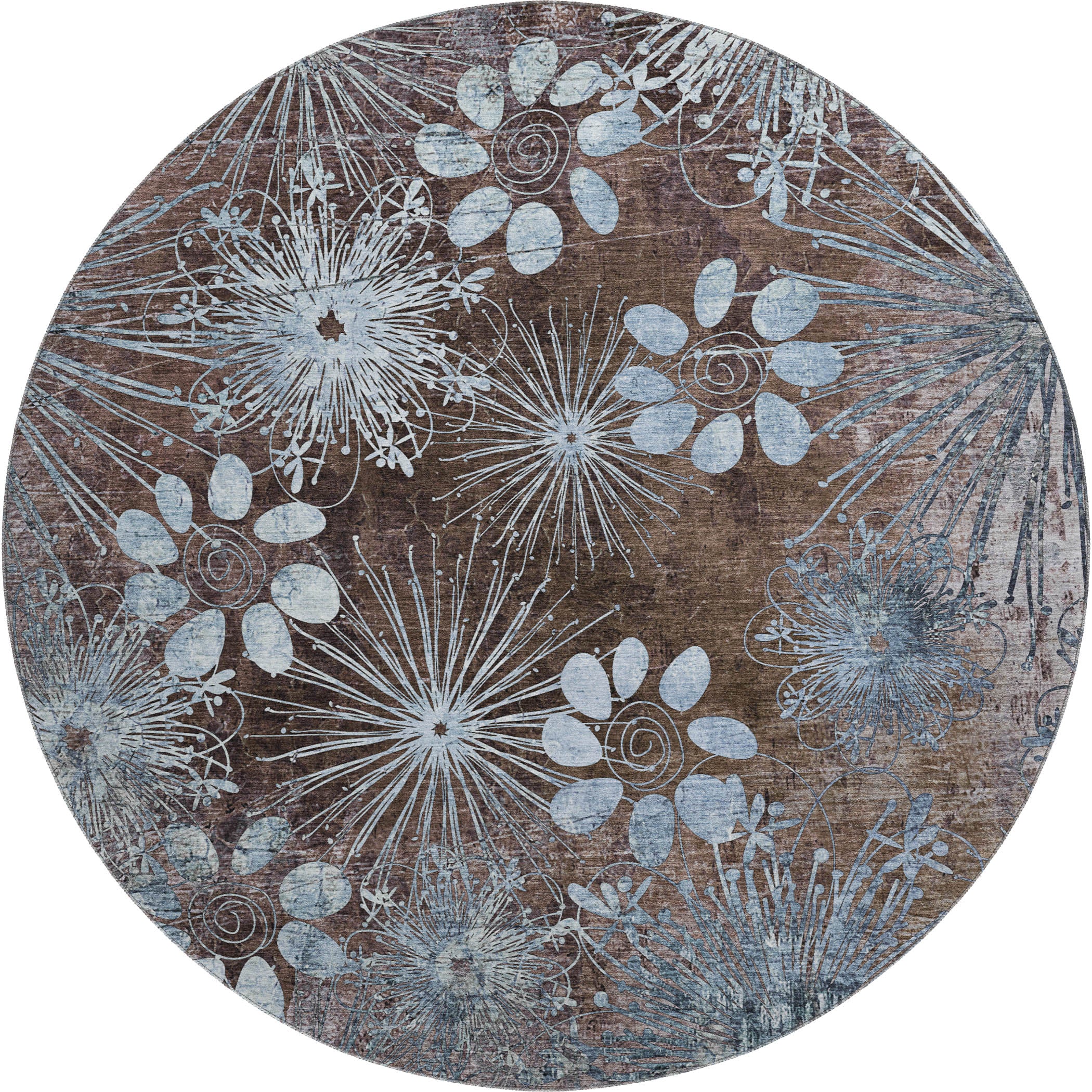 Tallinn Machine Washable Transitional Brown Rug 8' x 8' #shape_Round