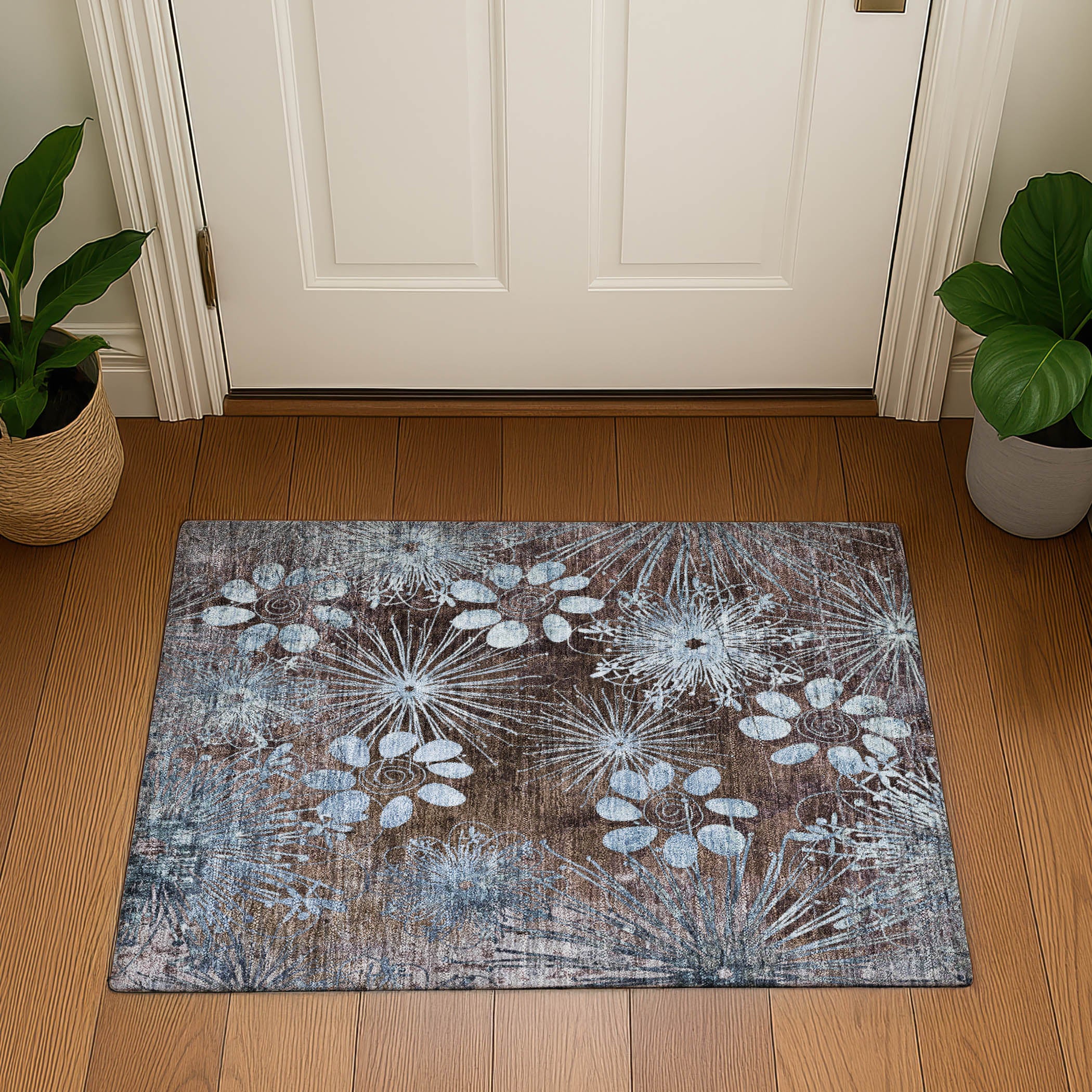 Tallinn Machine Washable Transitional Brown Rug 1'8" x 2'6" #shape_Rectangle