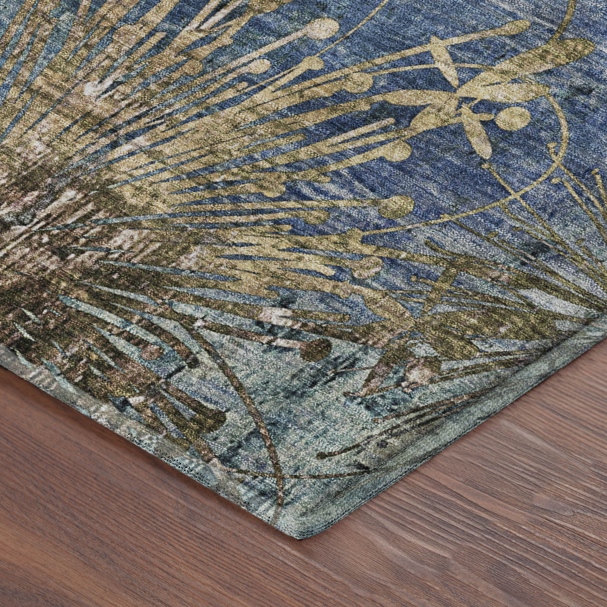 Tallinn Machine Washable Transitional Navy Blue Rug 1'8" x 2'6" #shape_Rectangle