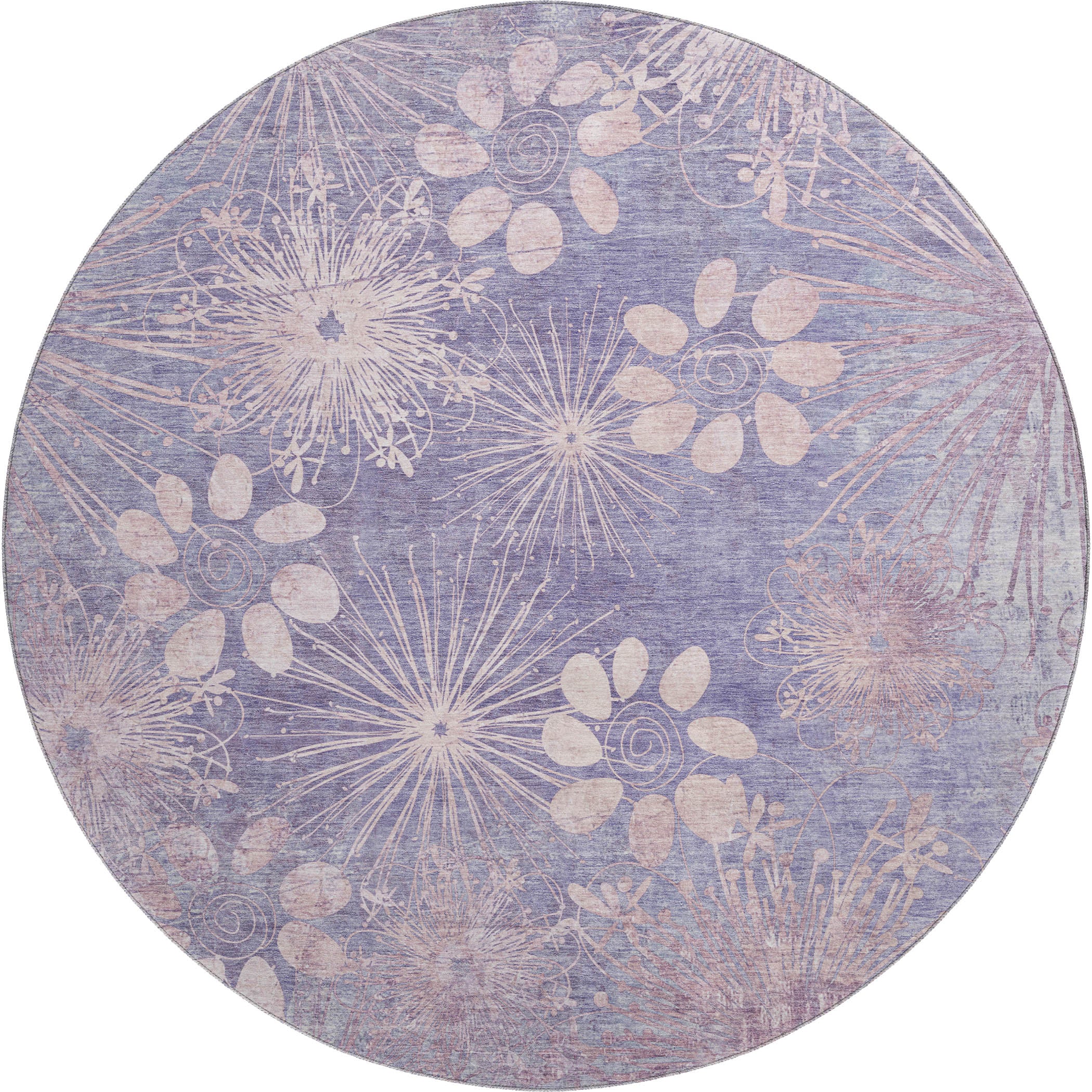 Tallinn Machine Washable Transitional Purple Rug 8' x 8' #shape_Round