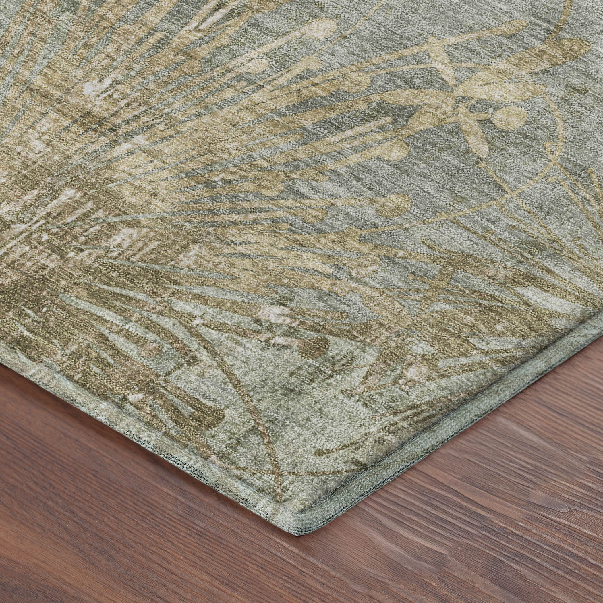 Tallinn Machine Washable Transitional Sage Green Rug 1'8" x 2'6" #shape_Rectangle