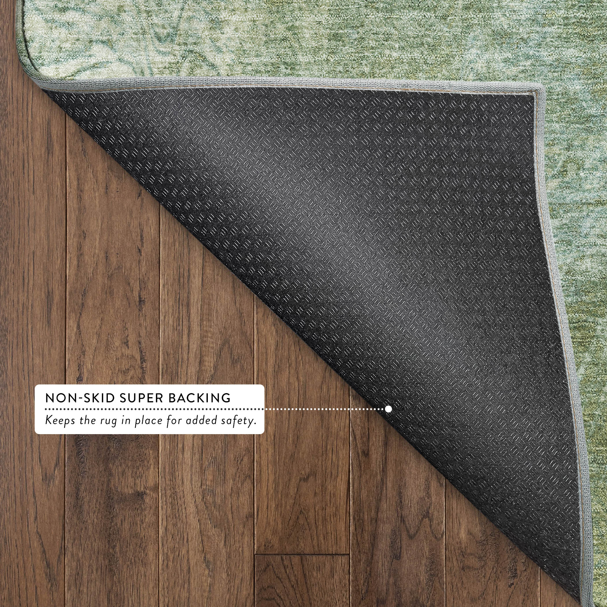 Oaxaca Machine Washable Transitional Aloe Green Rug 1'8" x 2'6" #shape_Rectangle