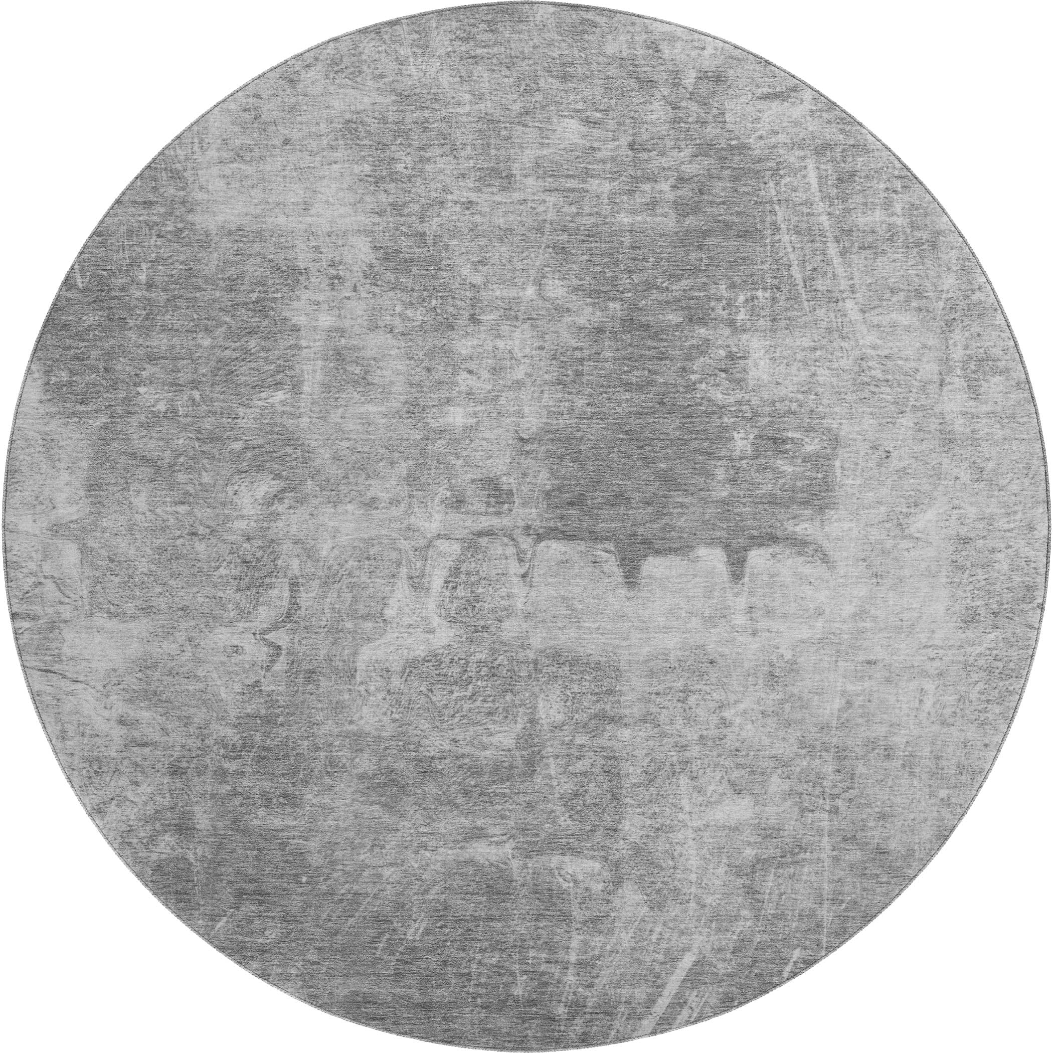 Oaxaca Machine Washable Transitional Gray Rug 8' x 8' #shape_Round