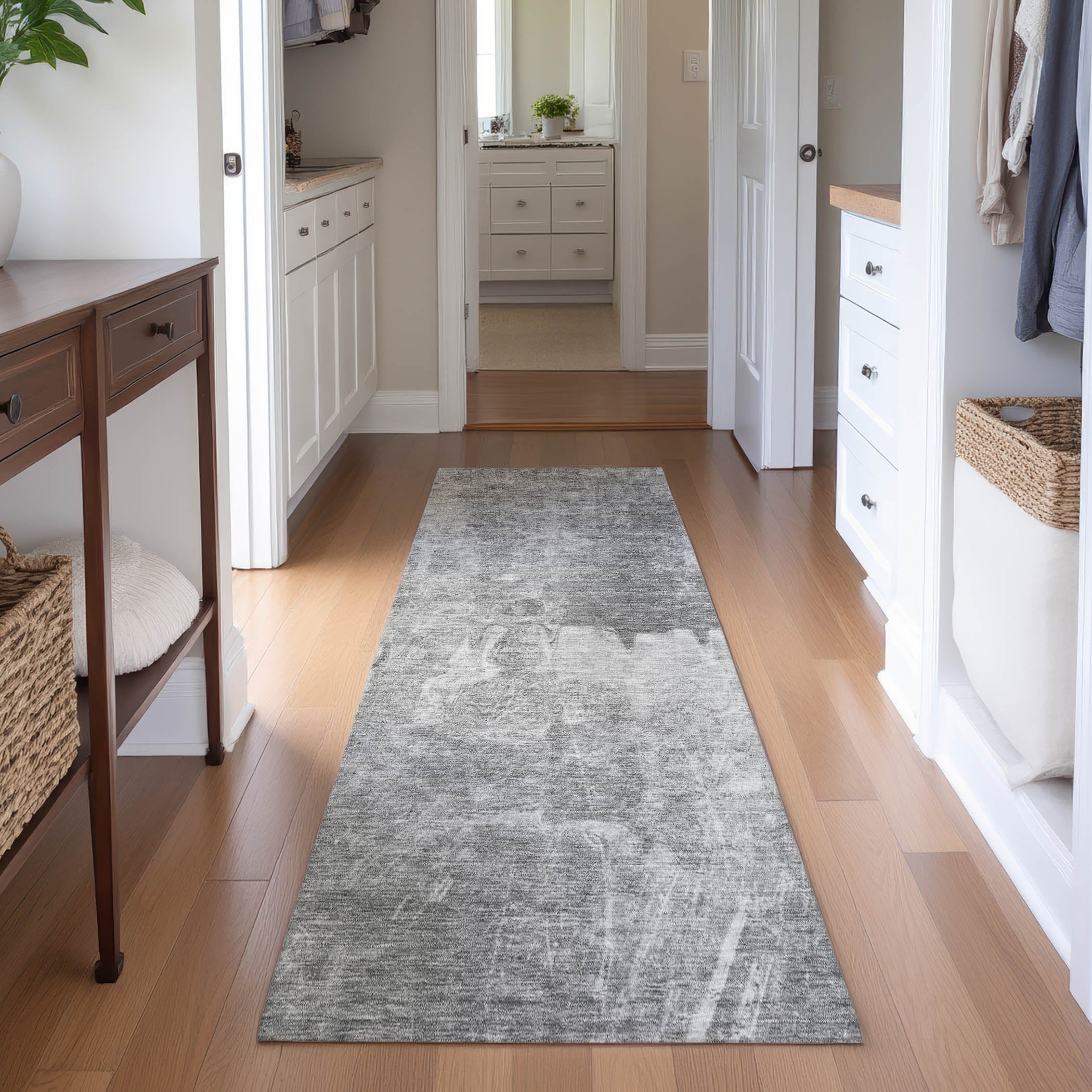 Oaxaca Machine Washable Transitional Gray Rug 2'3" x 7'6" #shape_Runner