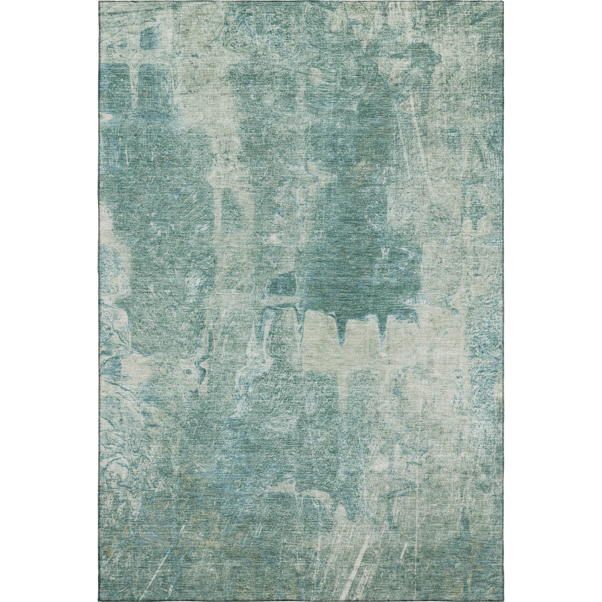 Oaxaca Machine Washable Transitional Teal Rug 2'6" x 3'10" #shape_Rectangle