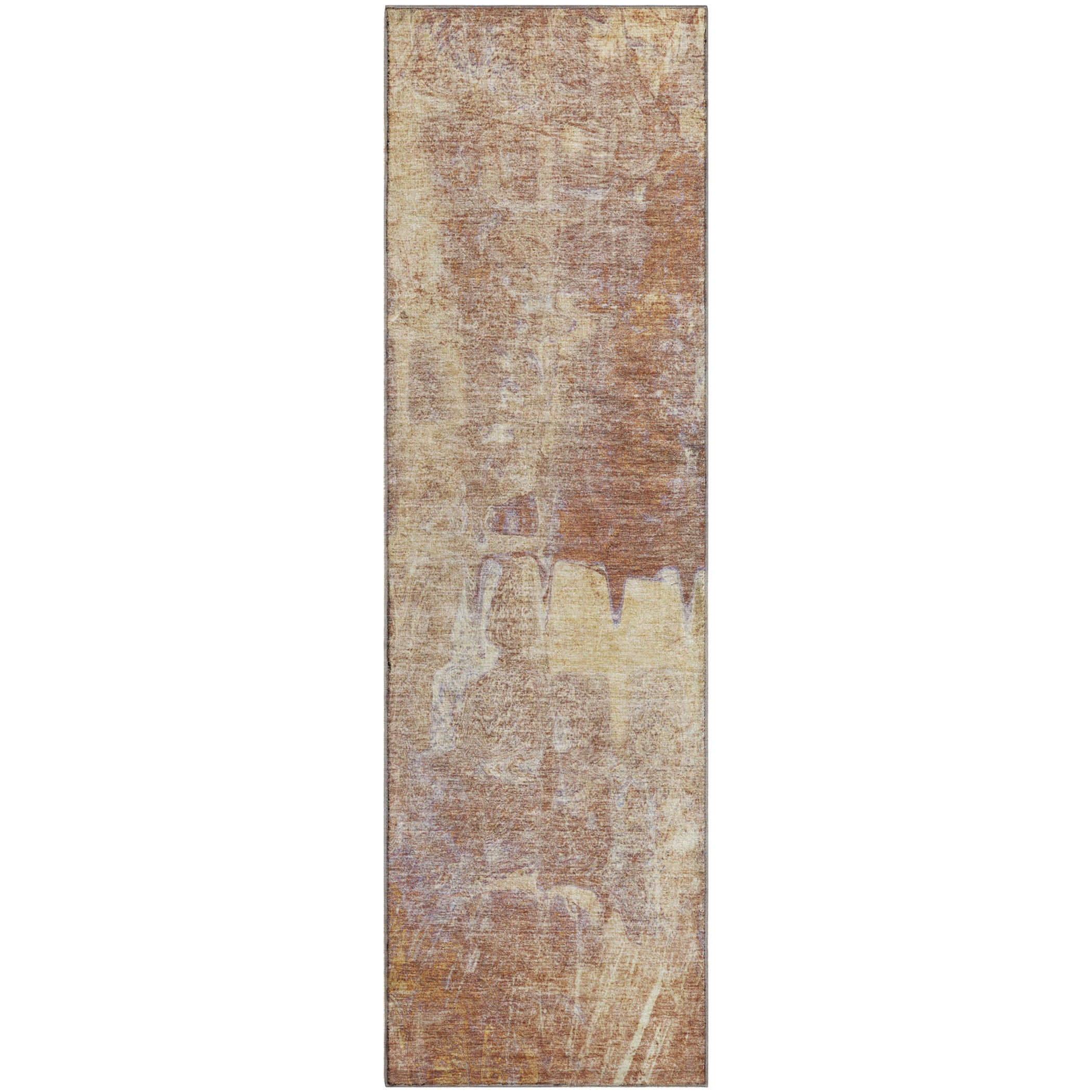 Oaxaca Machine Washable Transitional Terracotta Orange Rug 2'3" x 7'6" #shape_Runner
