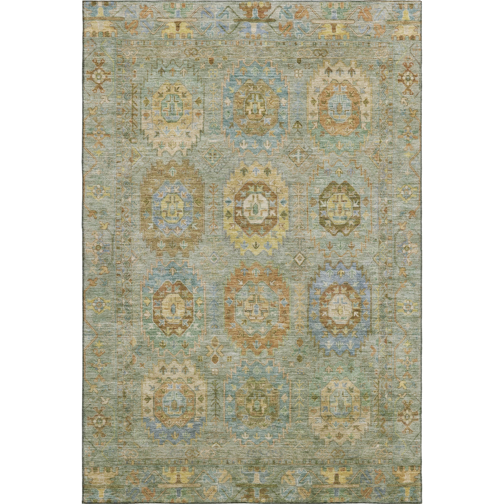 Cairo Machine Washable Traditional Aloe Green Rug 2'6" x 3'10" #shape_Rectangle