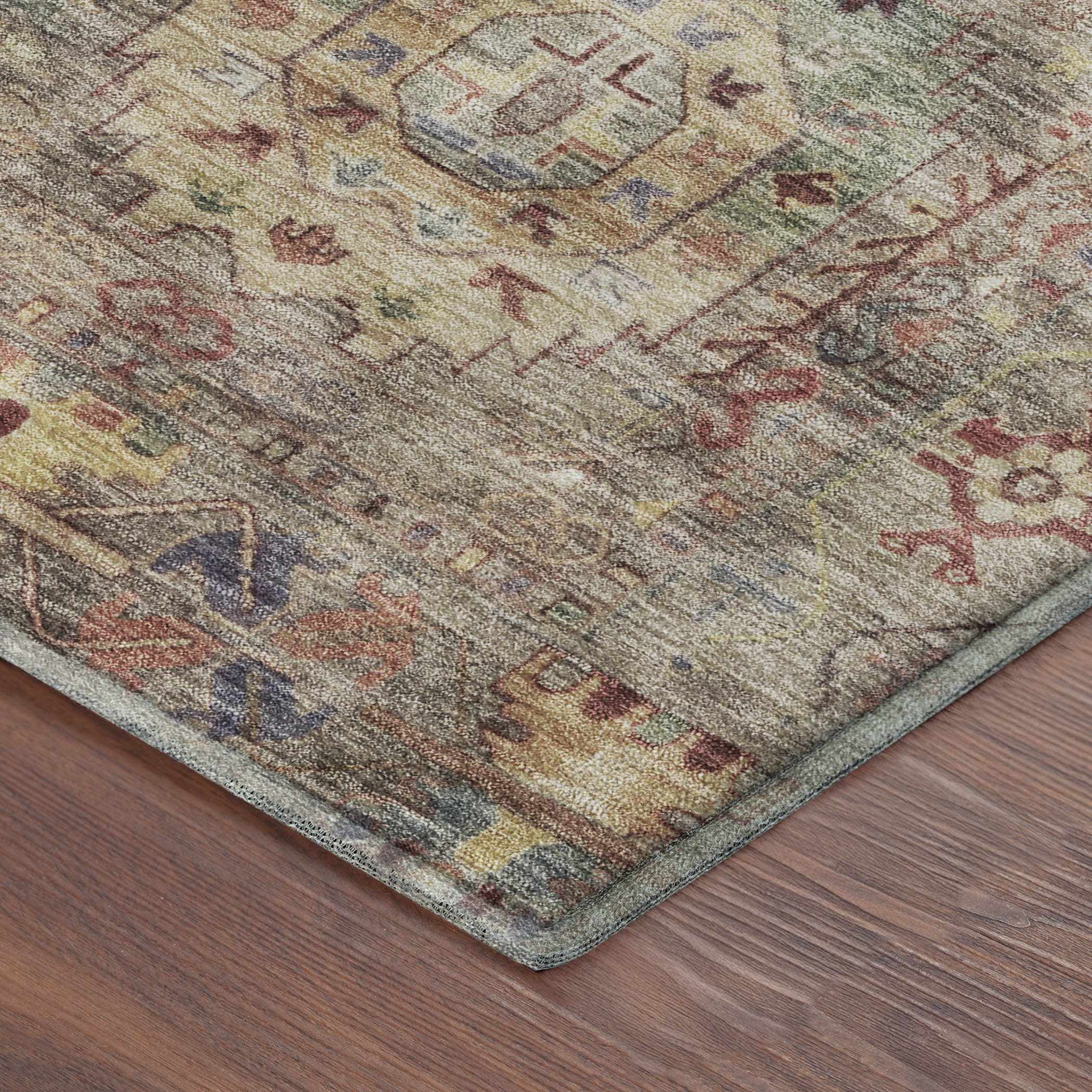 Cairo Machine Washable Traditional Beige Brown Rug 1'8" x 2'6" #shape_Rectangle