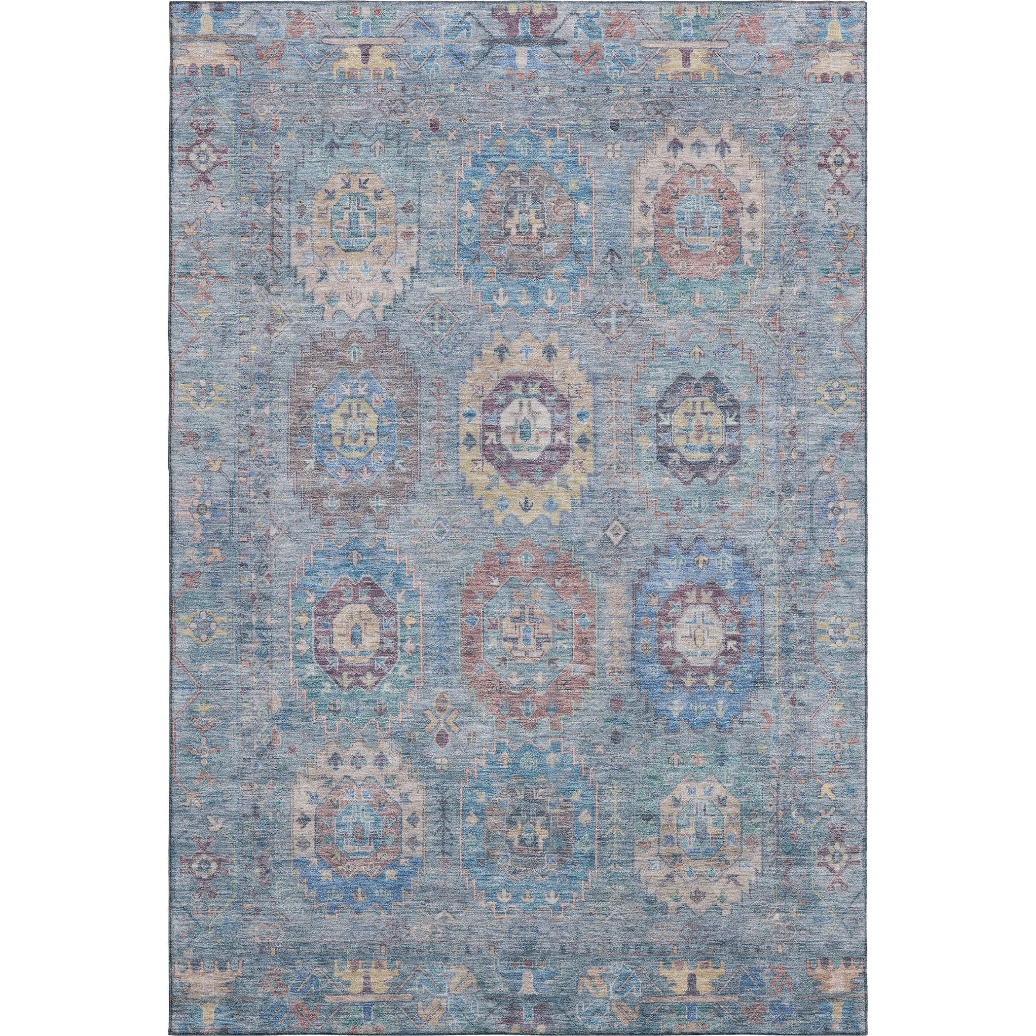 Cairo Machine Washable Traditional Blue Rug 2'6" x 3'10" #shape_Rectangle