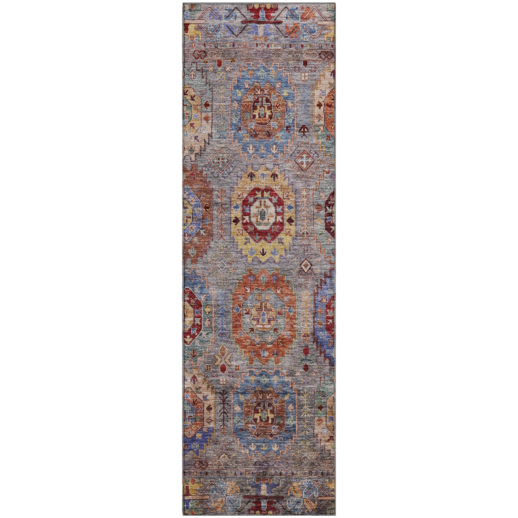 Cairo Machine Washable Traditional Gray Rug 2'3" x 7'6" #shape_Runner