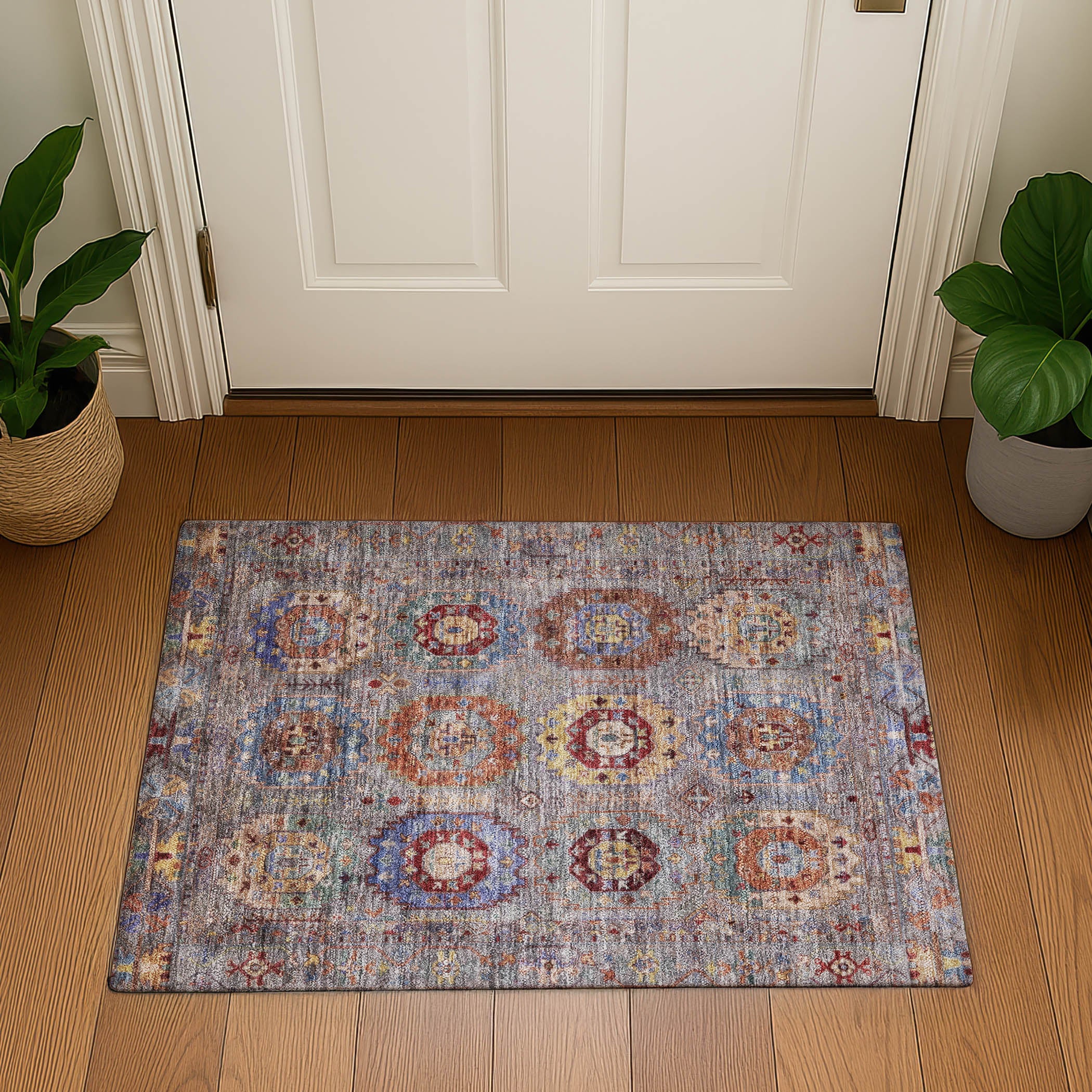 Cairo Machine Washable Traditional Gray Rug 1'8" x 2'6" #shape_Rectangle