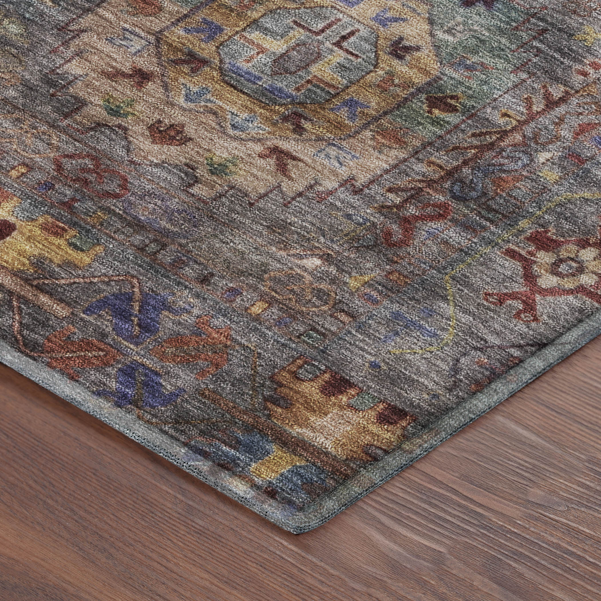 Cairo Machine Washable Traditional Gray Rug 1'8" x 2'6" #shape_Rectangle