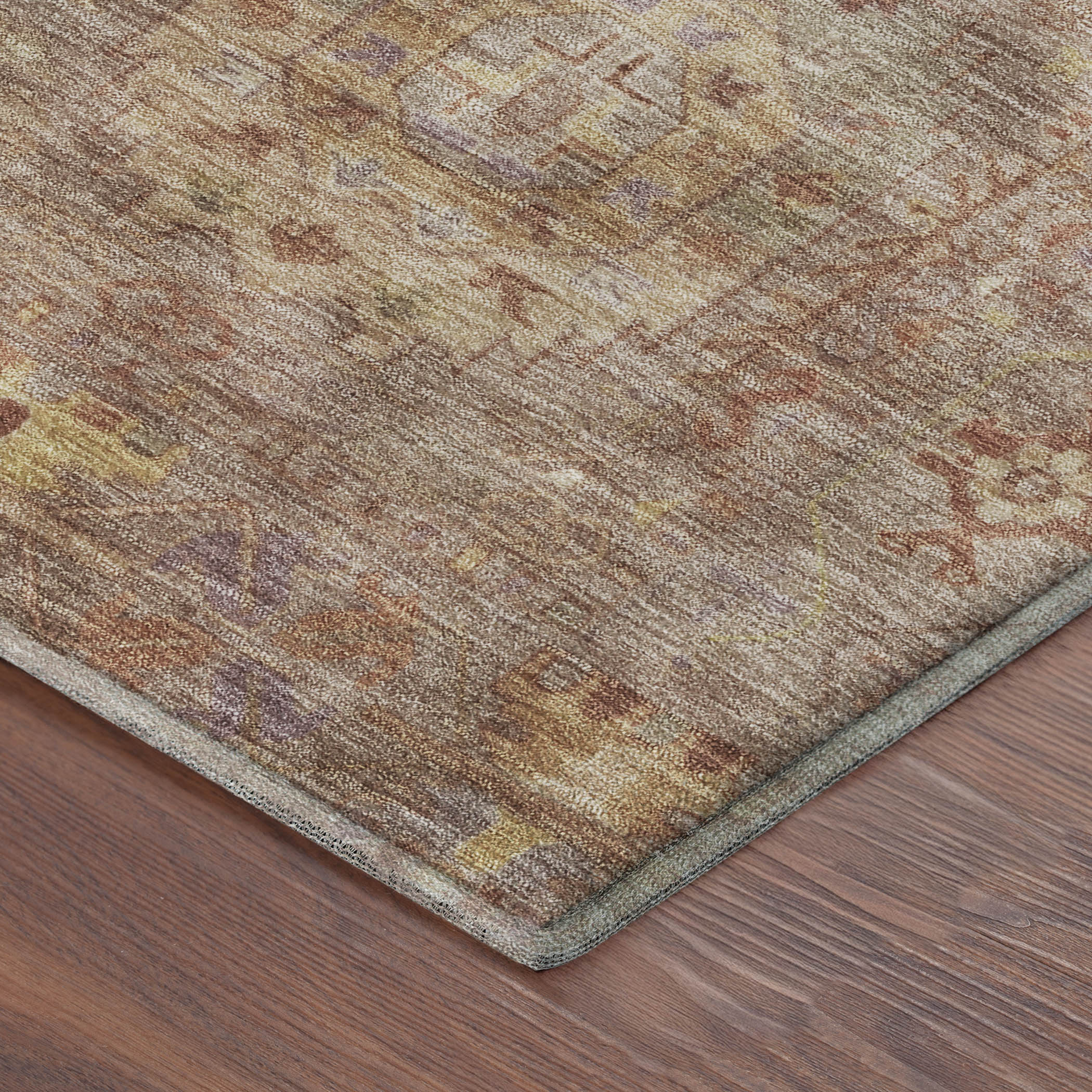 Cairo Machine Washable Traditional Khaki Brown Rug 1'8" x 2'6" #shape_Rectangle
