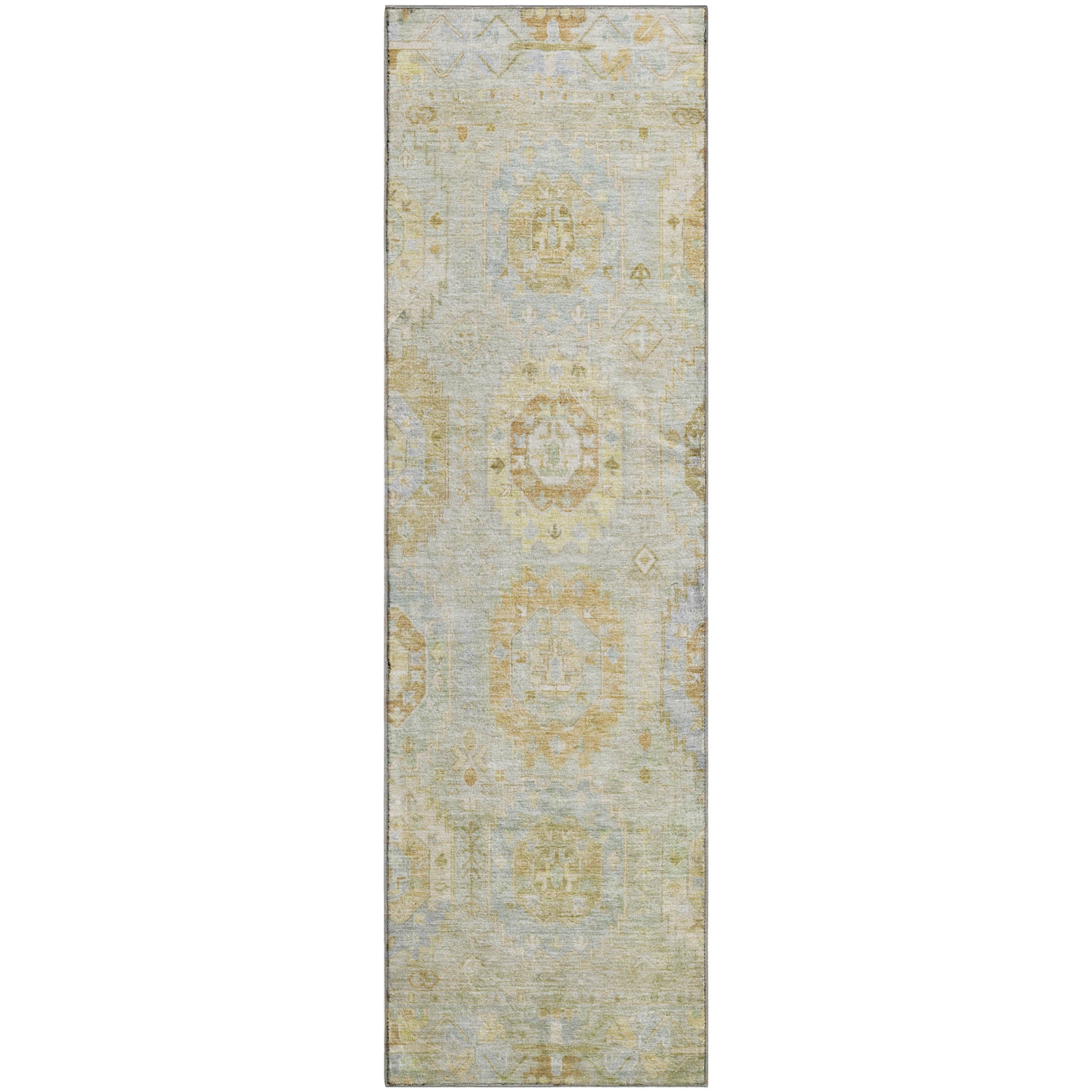 Cairo Machine Washable Traditional Sage Green Rug 2'3" x 7'6" #shape_Runner