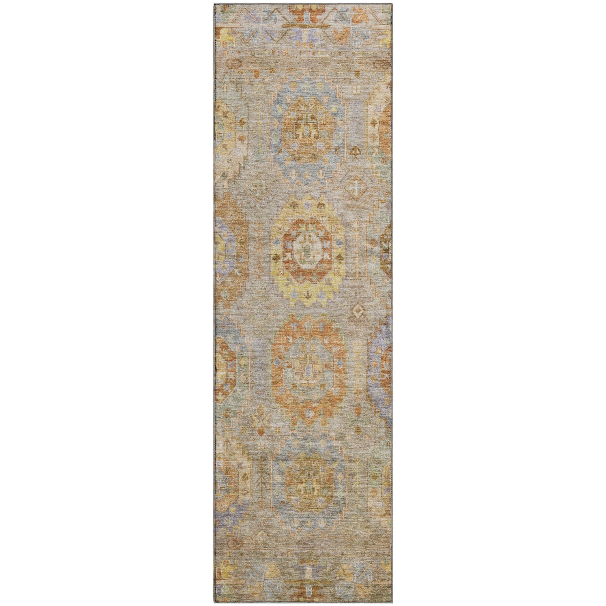 Cairo Machine Washable Traditional Taupe Brown Rug 2'3" x 7'6" #shape_Runner