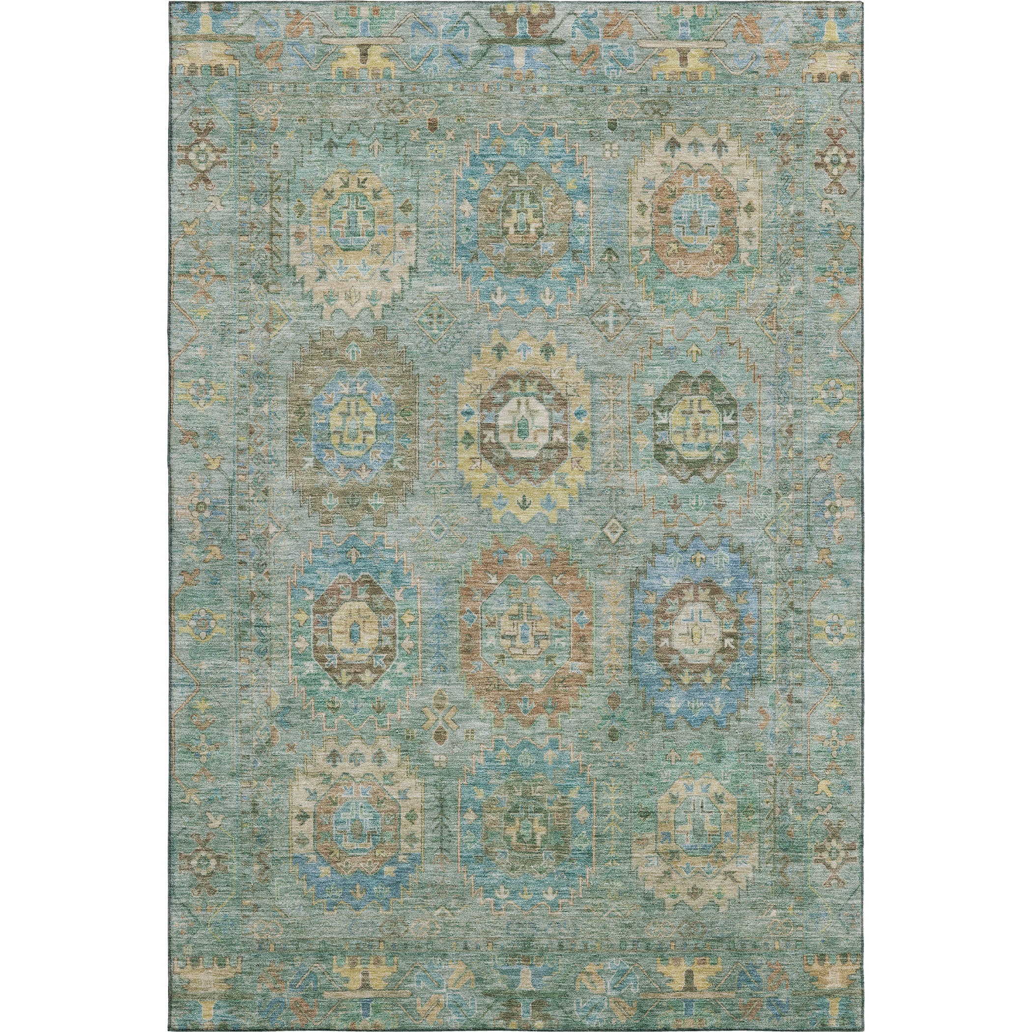 Cairo Machine Washable Traditional Teal Rug 2'6" x 3'10" #shape_Rectangle