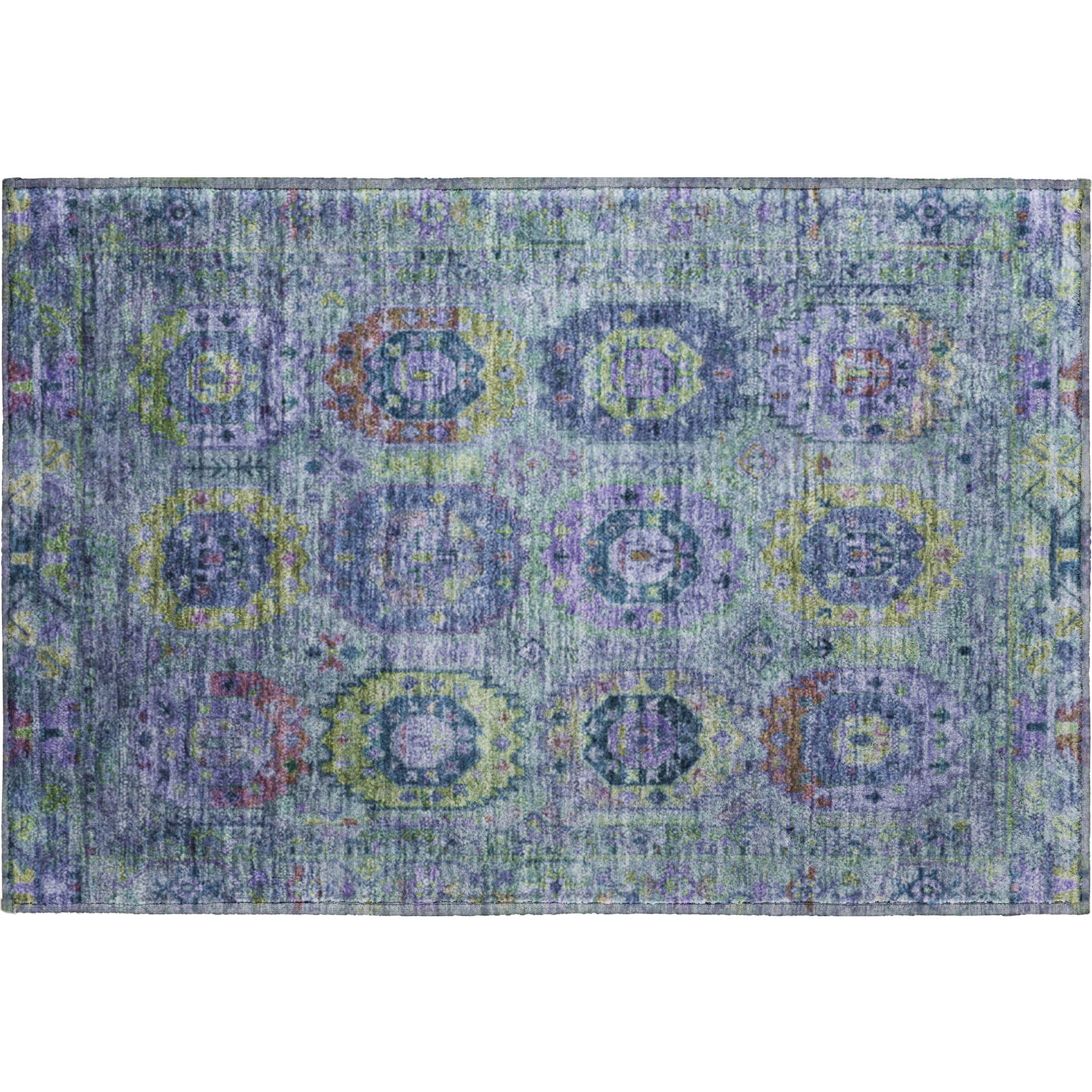 Reykjavik Machine Washable Traditional Green Rug 1'8" x 2'6" #shape_Rectangle