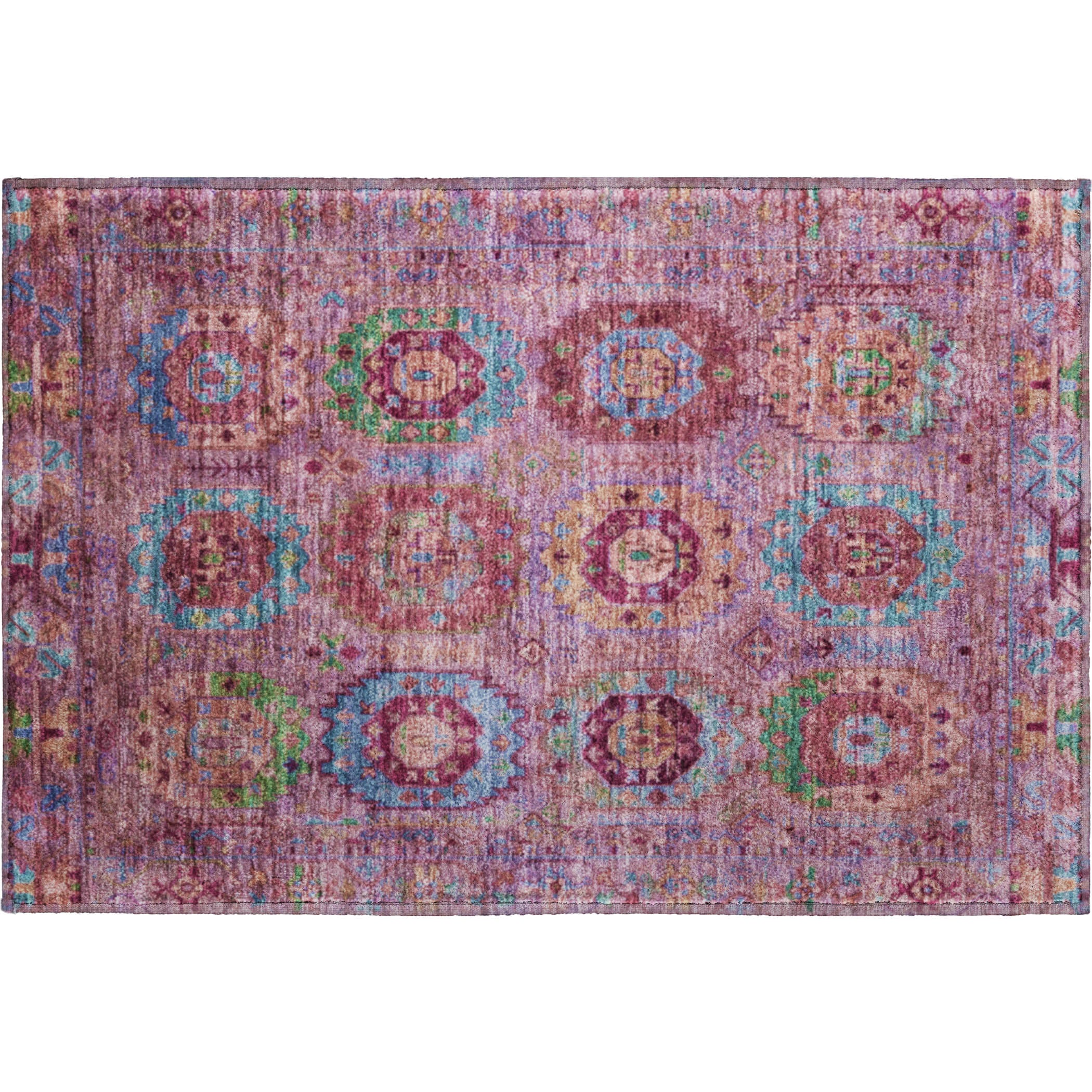 Reykjavik Machine Washable Traditional Pink Rug 1'8" x 2'6" #shape_Rectangle