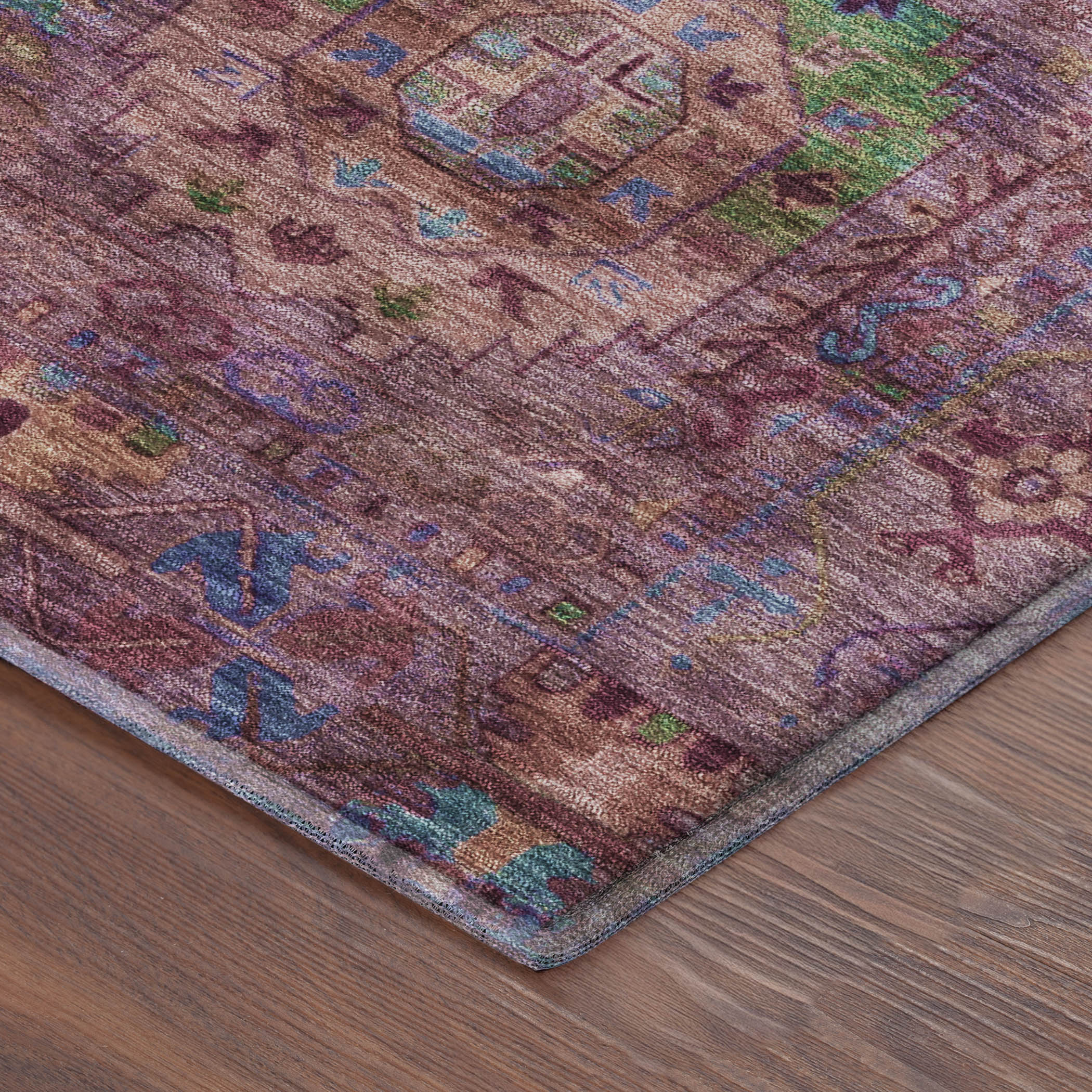 Reykjavik Machine Washable Traditional Pink Rug 1'8" x 2'6" #shape_Rectangle