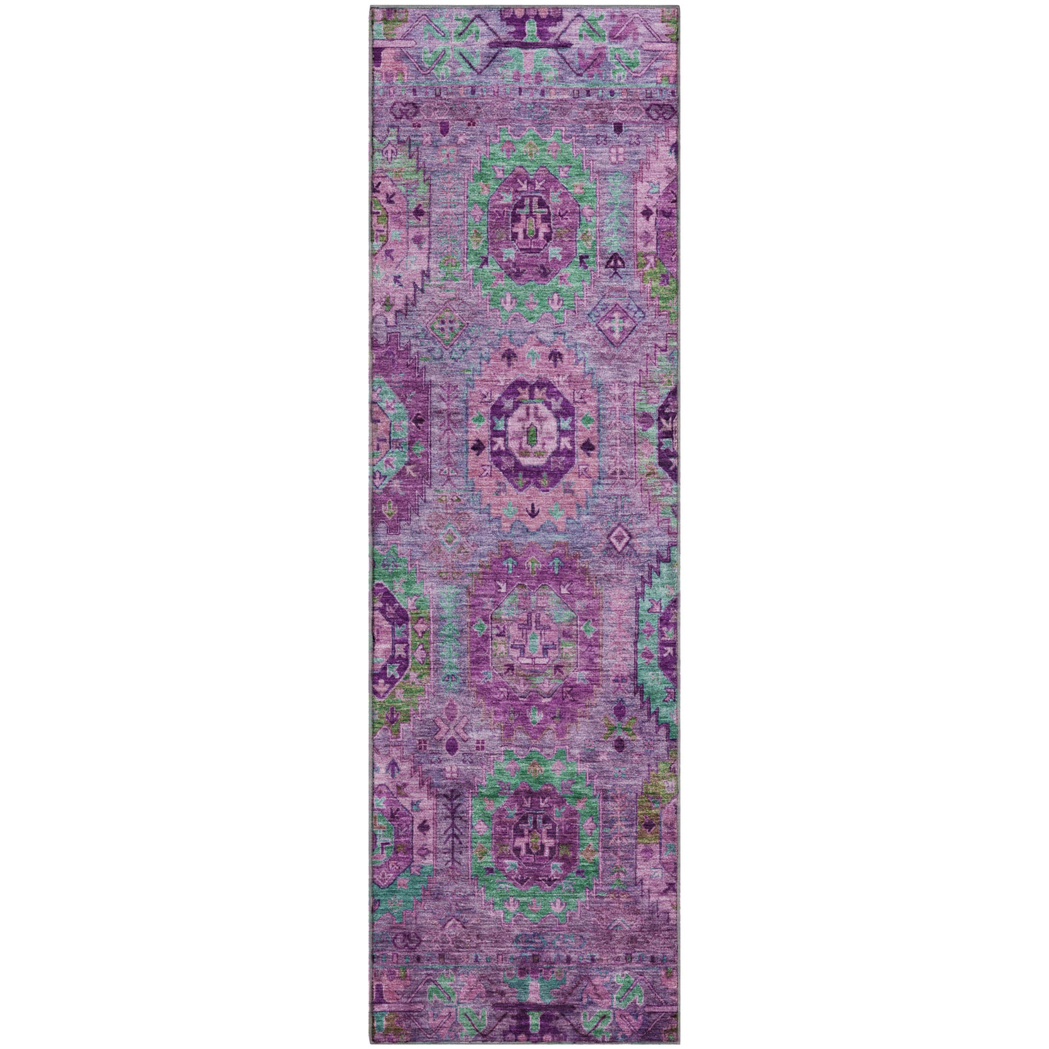 Reykjavik Machine Washable Traditional Purple Rug 2'3" x 7'6" #shape_Runner