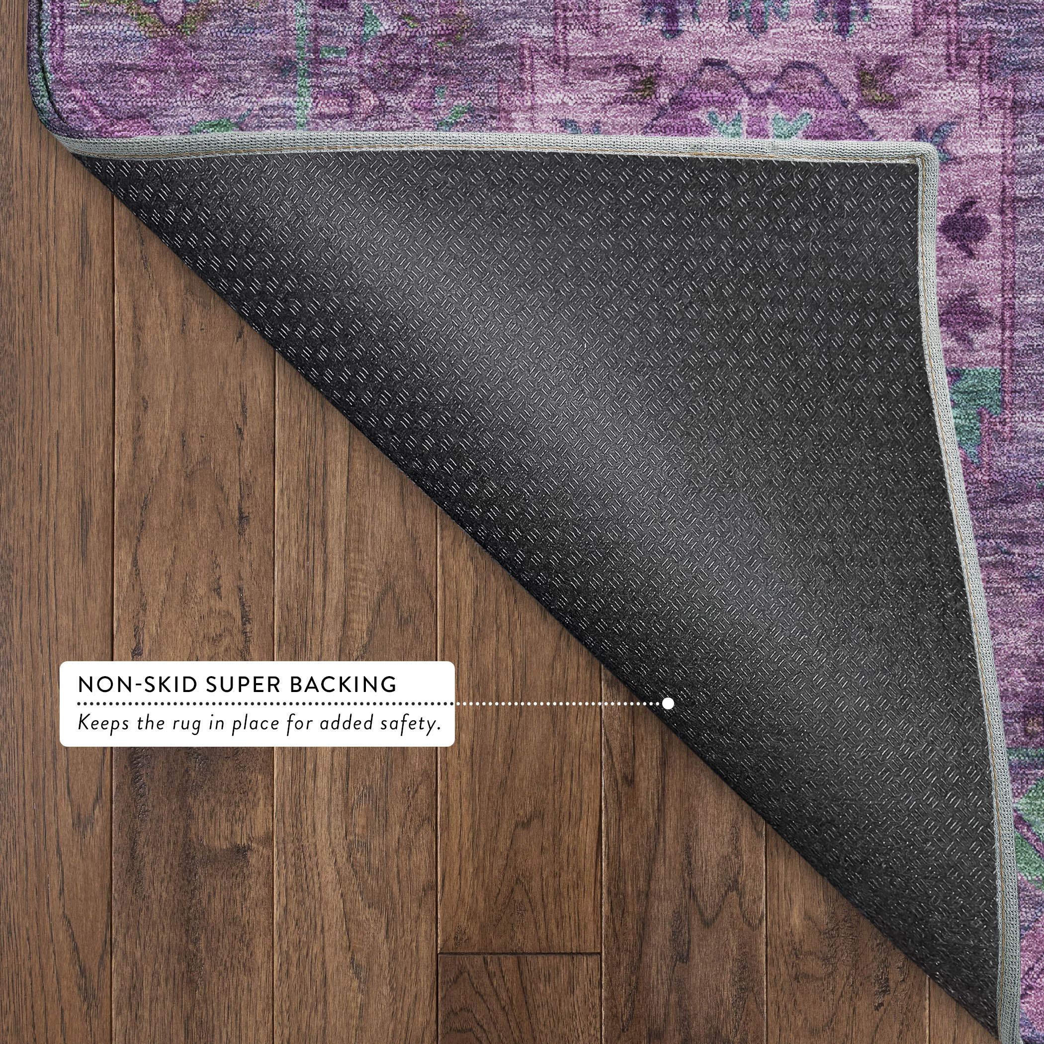 Reykjavik Machine Washable Traditional Purple Rug 1'8" x 2'6" #shape_Rectangle