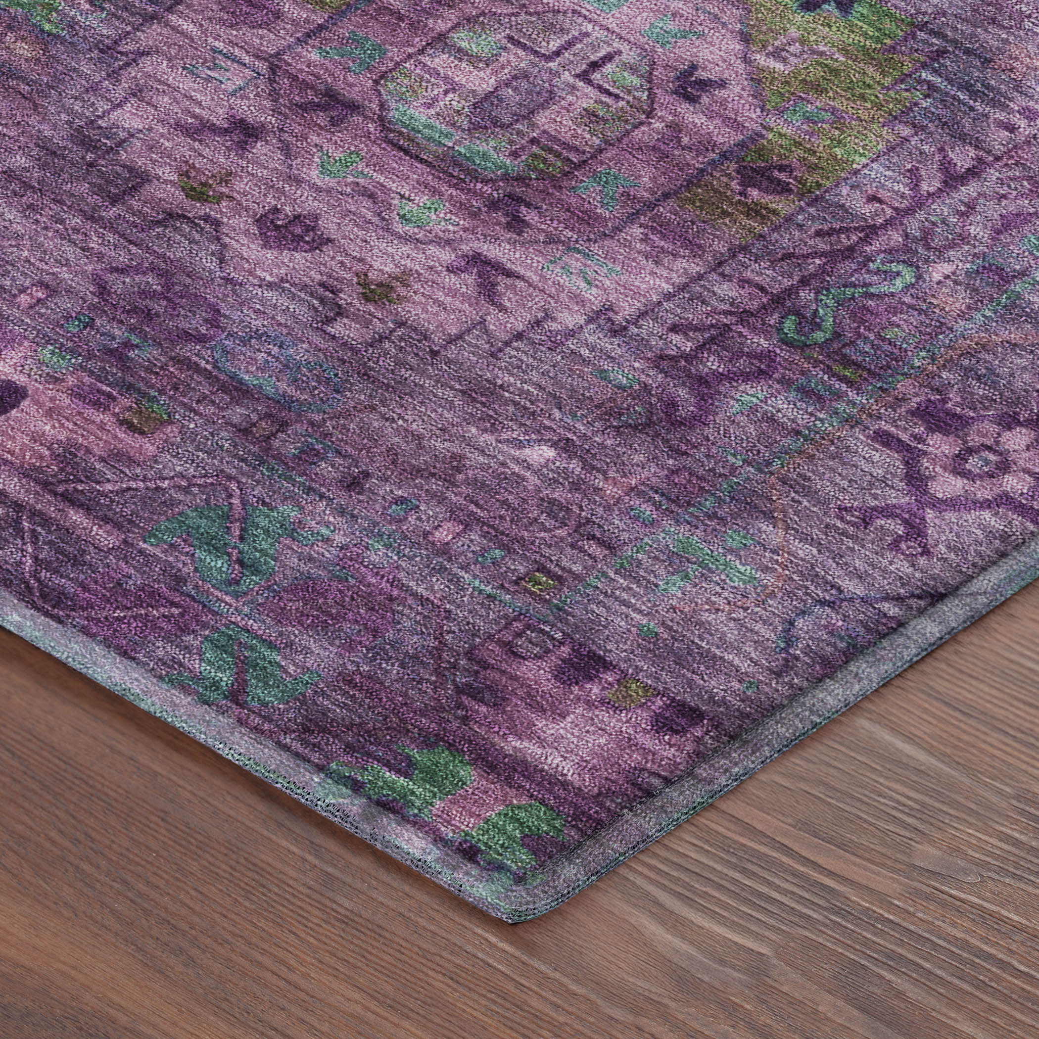 Reykjavik Machine Washable Traditional Purple Rug 1'8" x 2'6" #shape_Rectangle