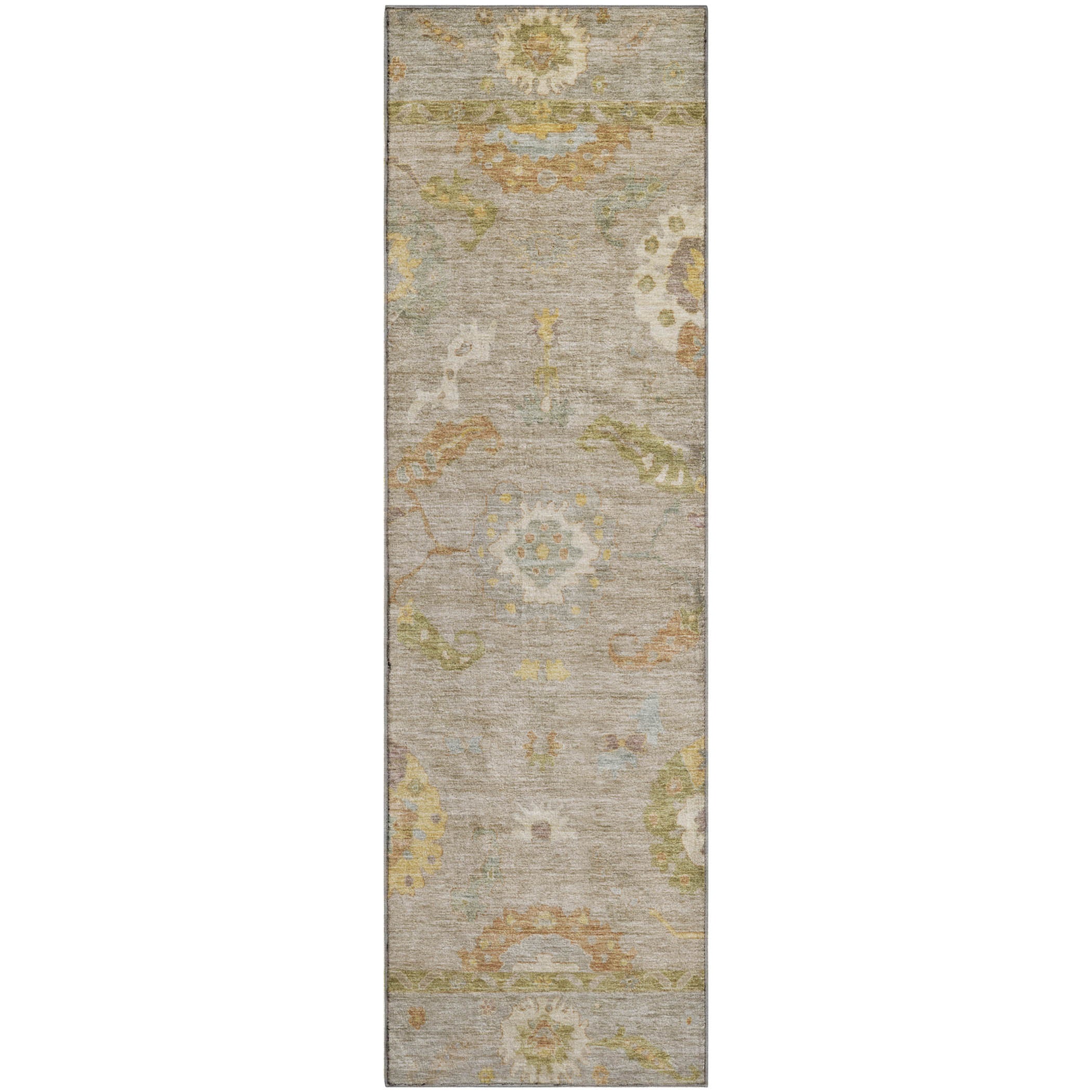 Bern Machine Washable Traditional Khaki Brown Rug 2'3" x 7'6" #shape_Runner