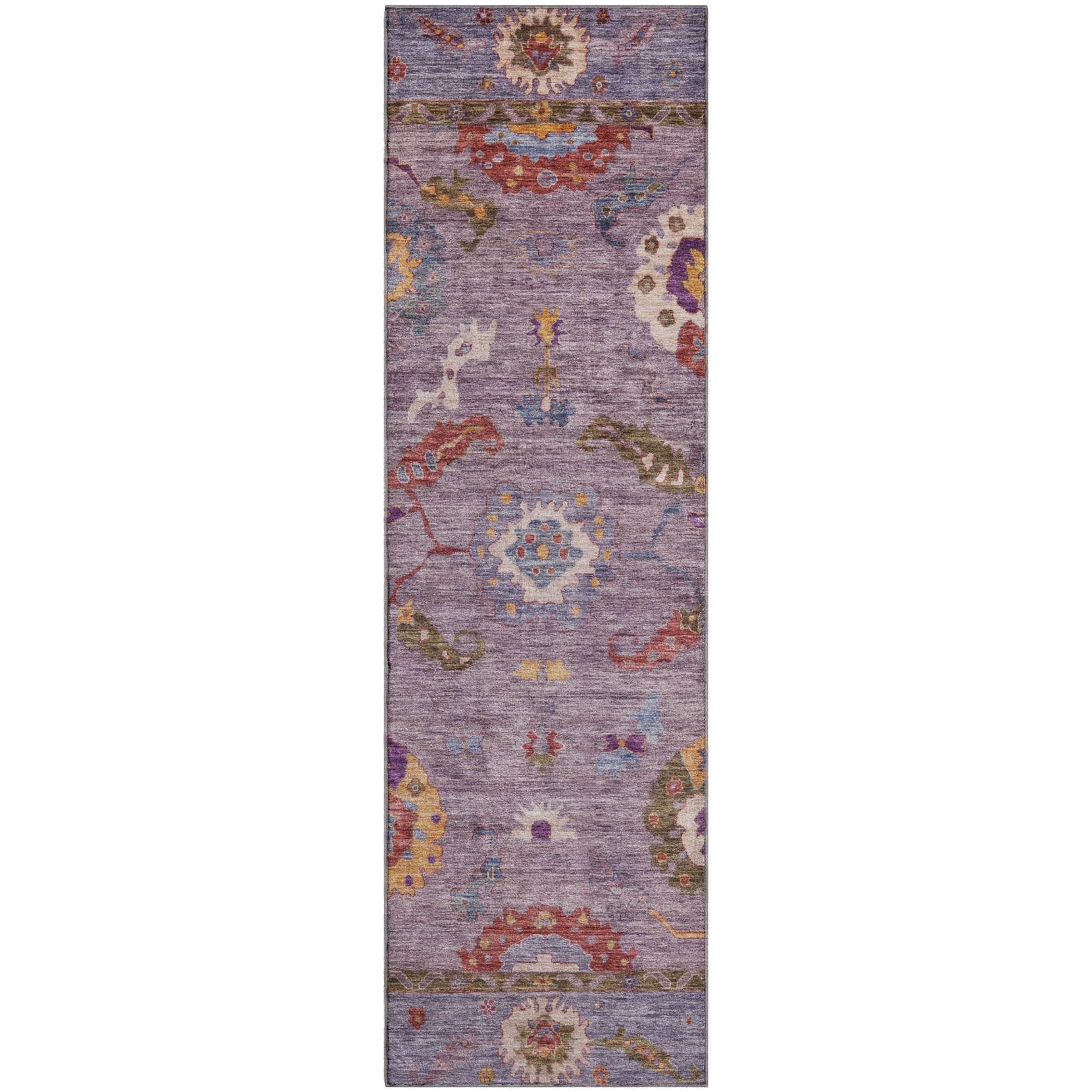 Bern Machine Washable Traditional Plum Purple Rug 2'3" x 7'6" #shape_Runner