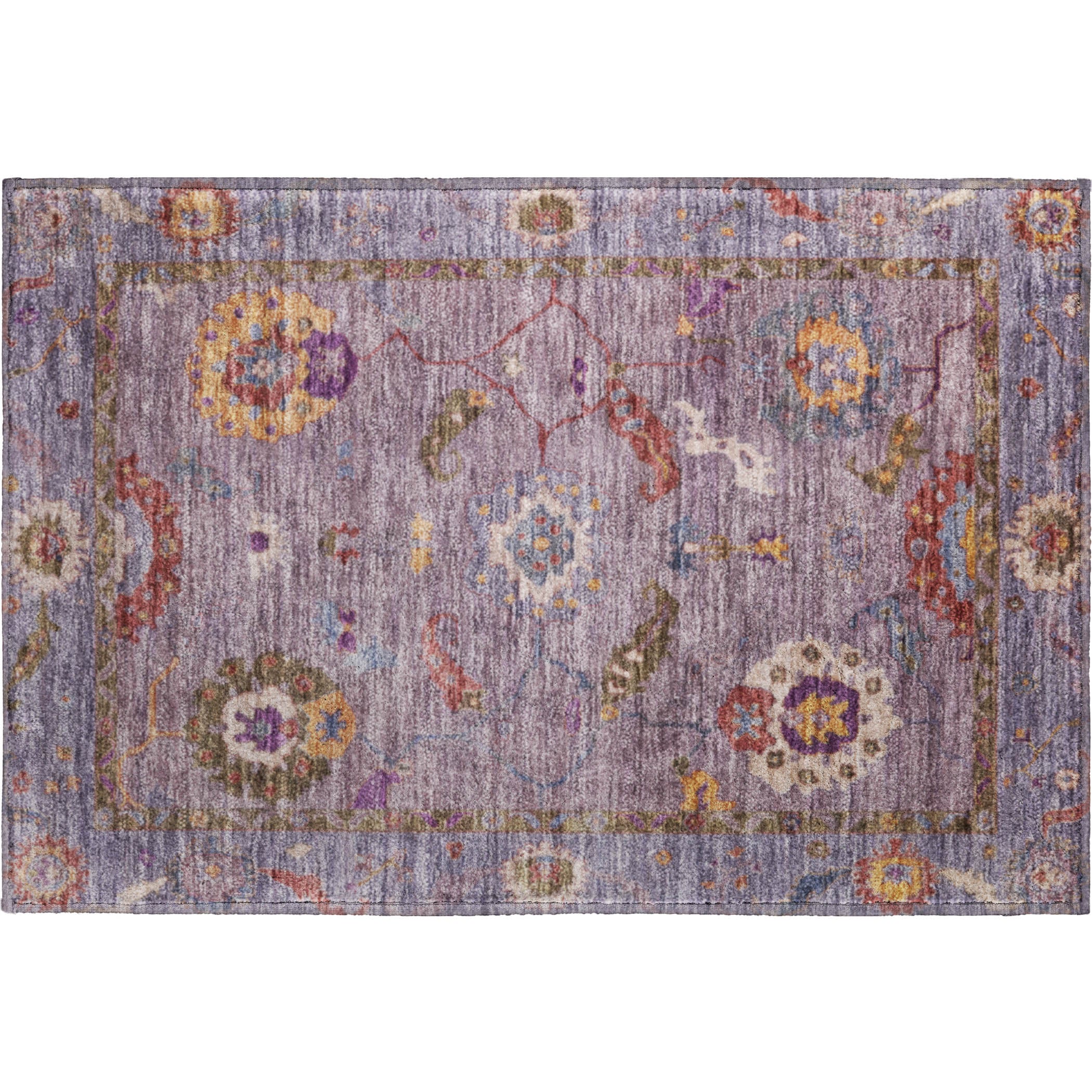 Bern Machine Washable Traditional Plum Purple Rug 1'8" x 2'6" #shape_Rectangle