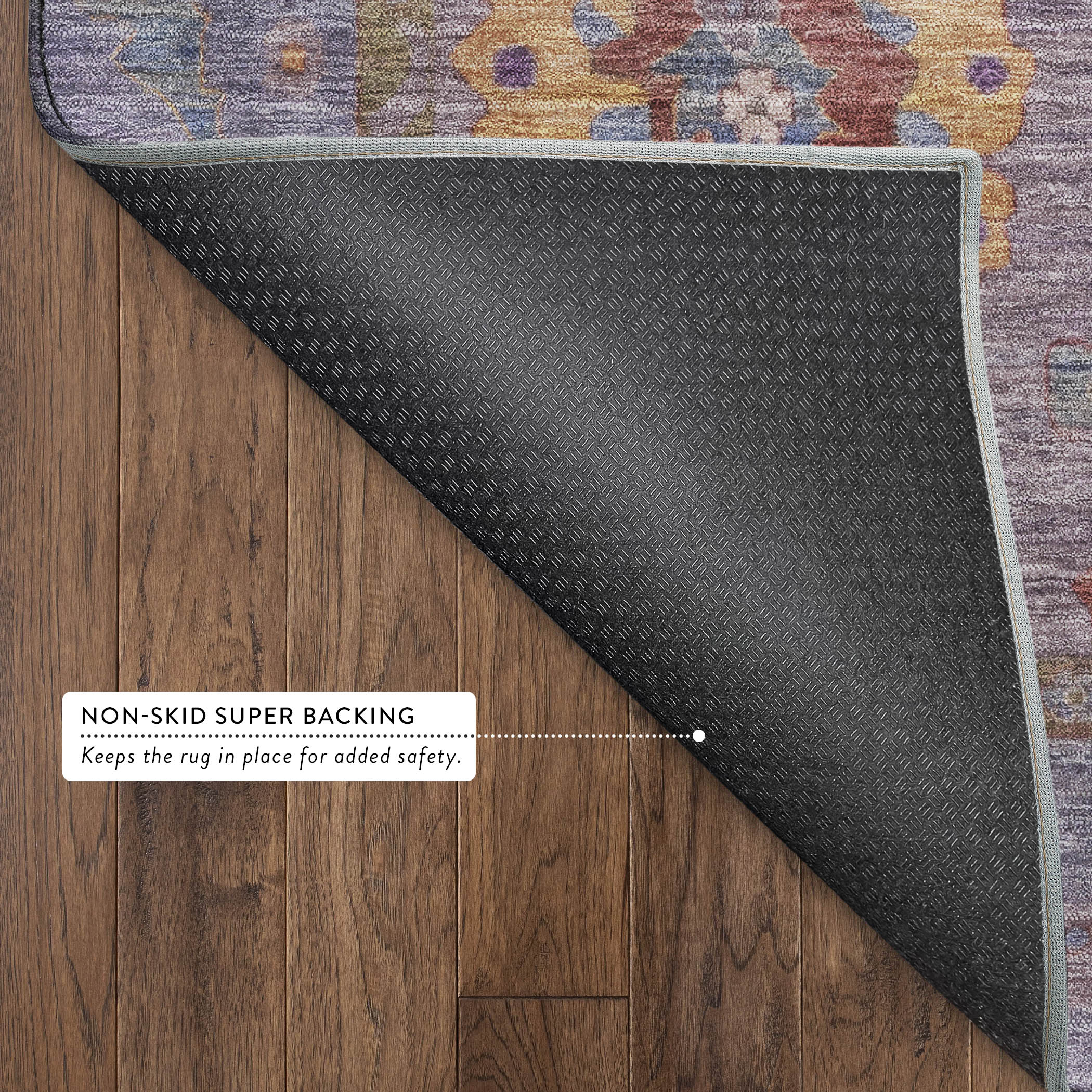 Bern Machine Washable Traditional Plum Purple Rug 1'8" x 2'6" #shape_Rectangle