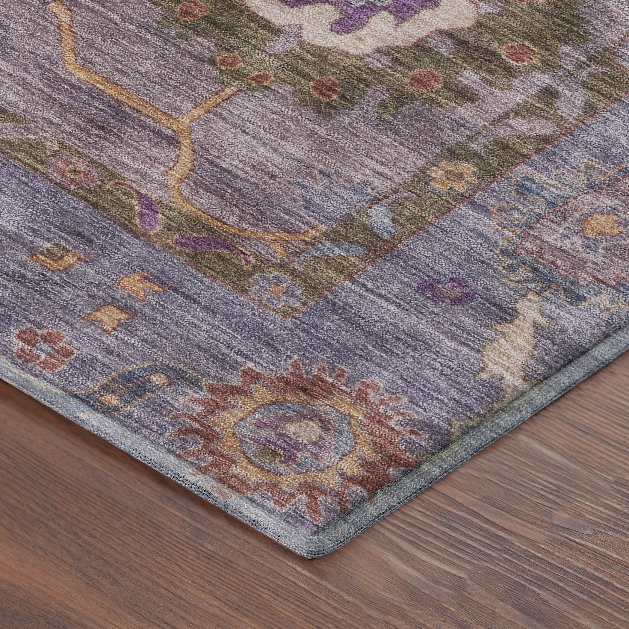 Bern Machine Washable Traditional Plum Purple Rug 1'8" x 2'6" #shape_Rectangle