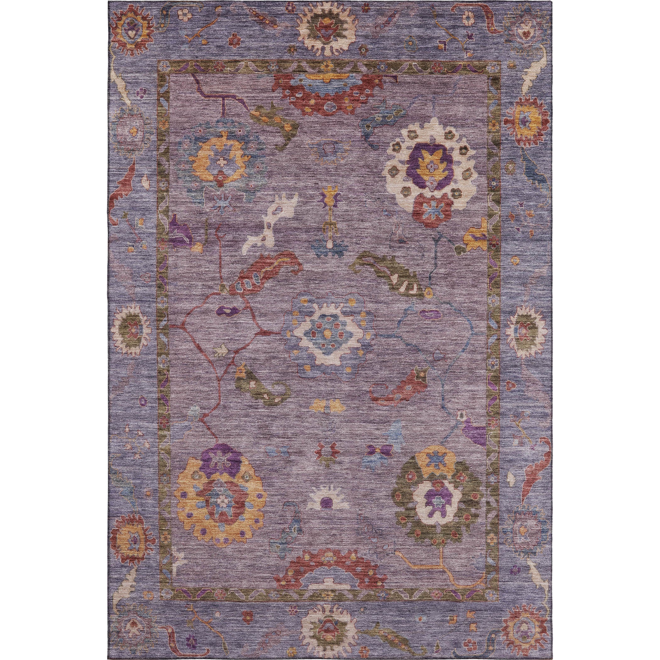 Bern Machine Washable Traditional Plum Purple Rug 2'6" x 3'10" #shape_Rectangle