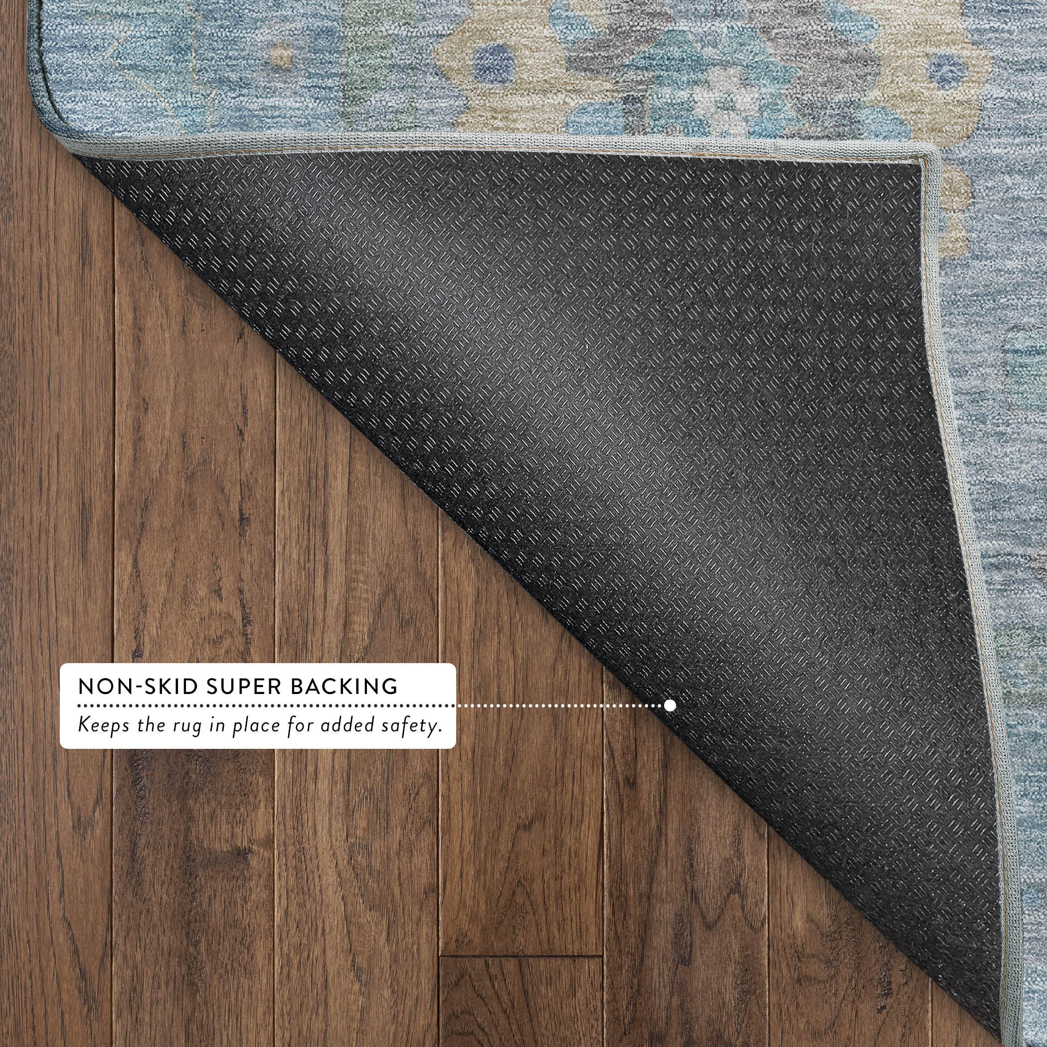 Bern Machine Washable Traditional Sky Blue Rug 1'8" x 2'6" #shape_Rectangle