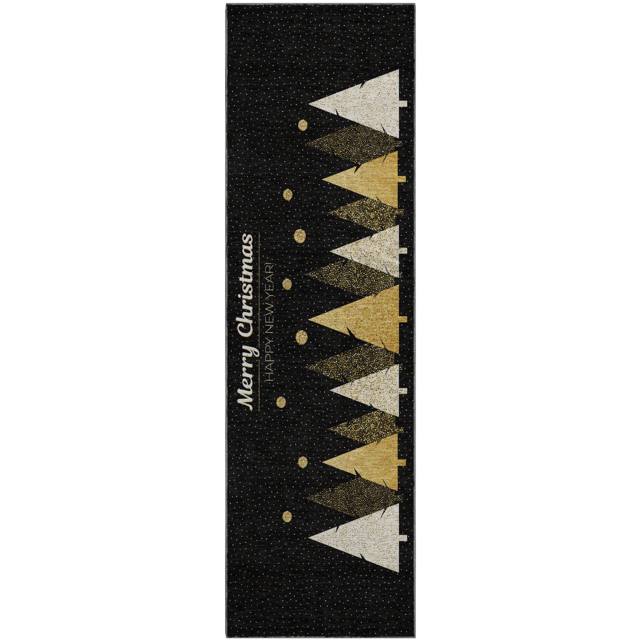 Bern Machine Washable Holiday Midnight Black Rug 2'3" x 7'6" #shape_Runner