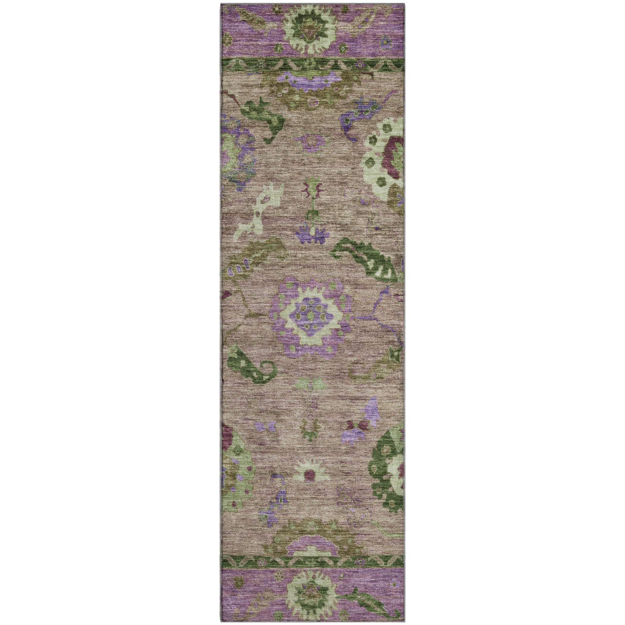 Kathmandu Machine Washable Traditional Brown Rug 2'3" x 7'6" #shape_Runner