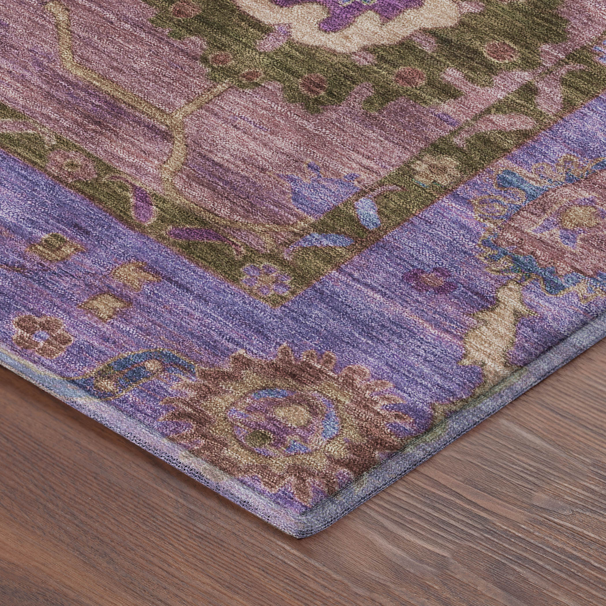 Kathmandu Machine Washable Traditional Pink Rug 1'8" x 2'6" #shape_Rectangle